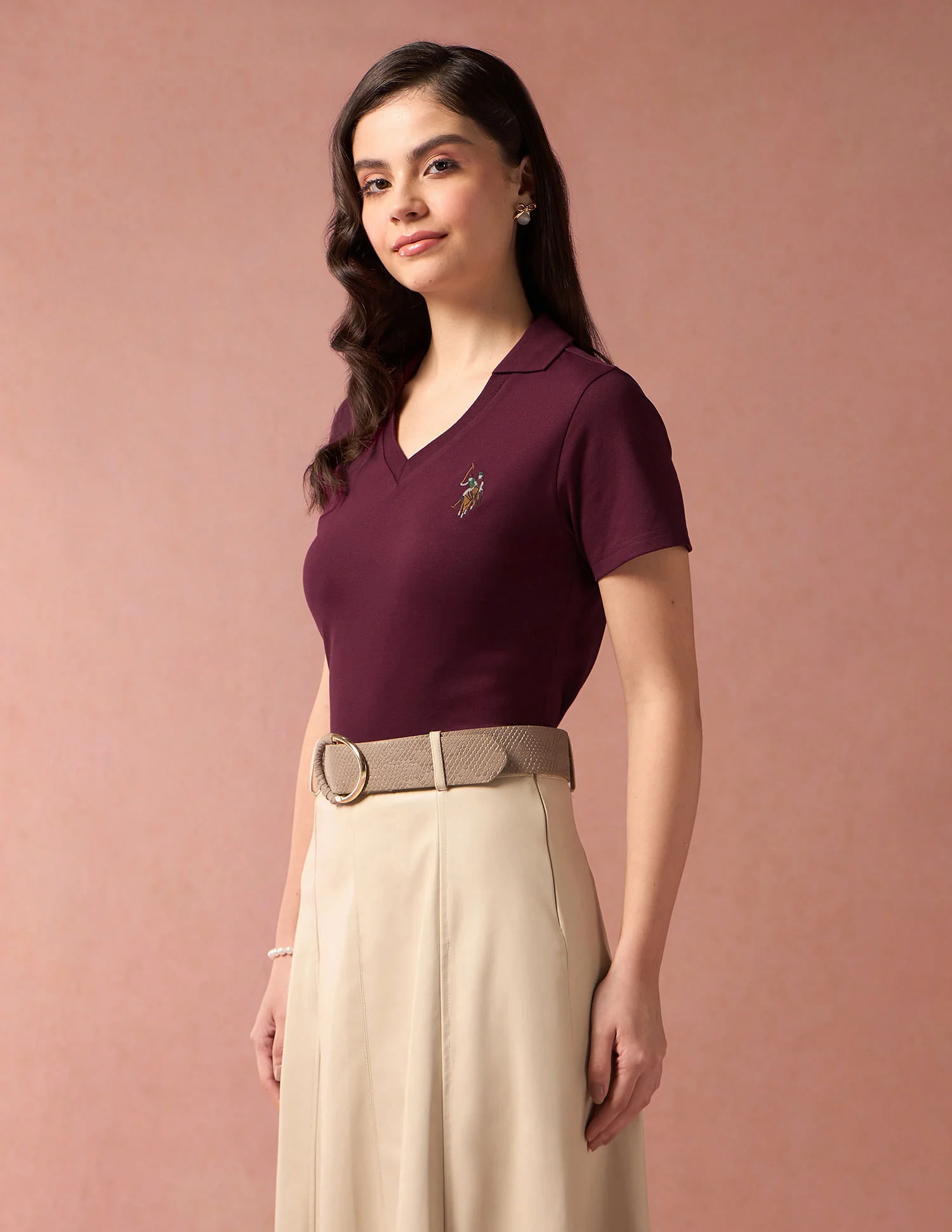 V-Neck Polo Collar Polo Shirt - Image 4