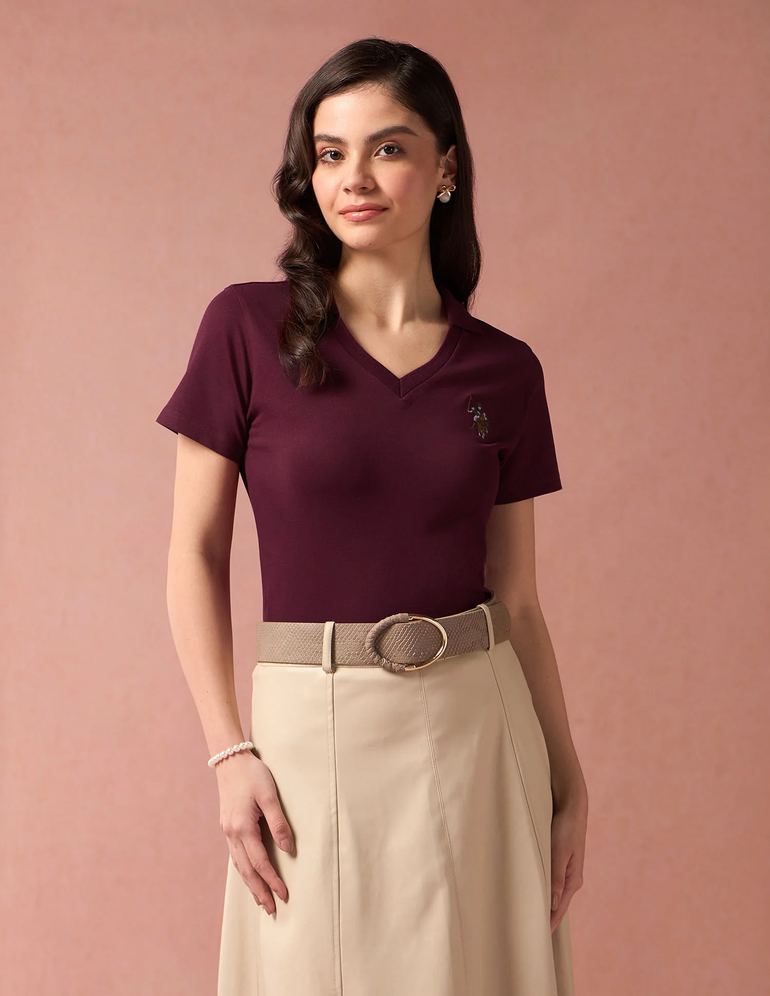 V-Neck Polo Collar Polo Shirt - Image 6