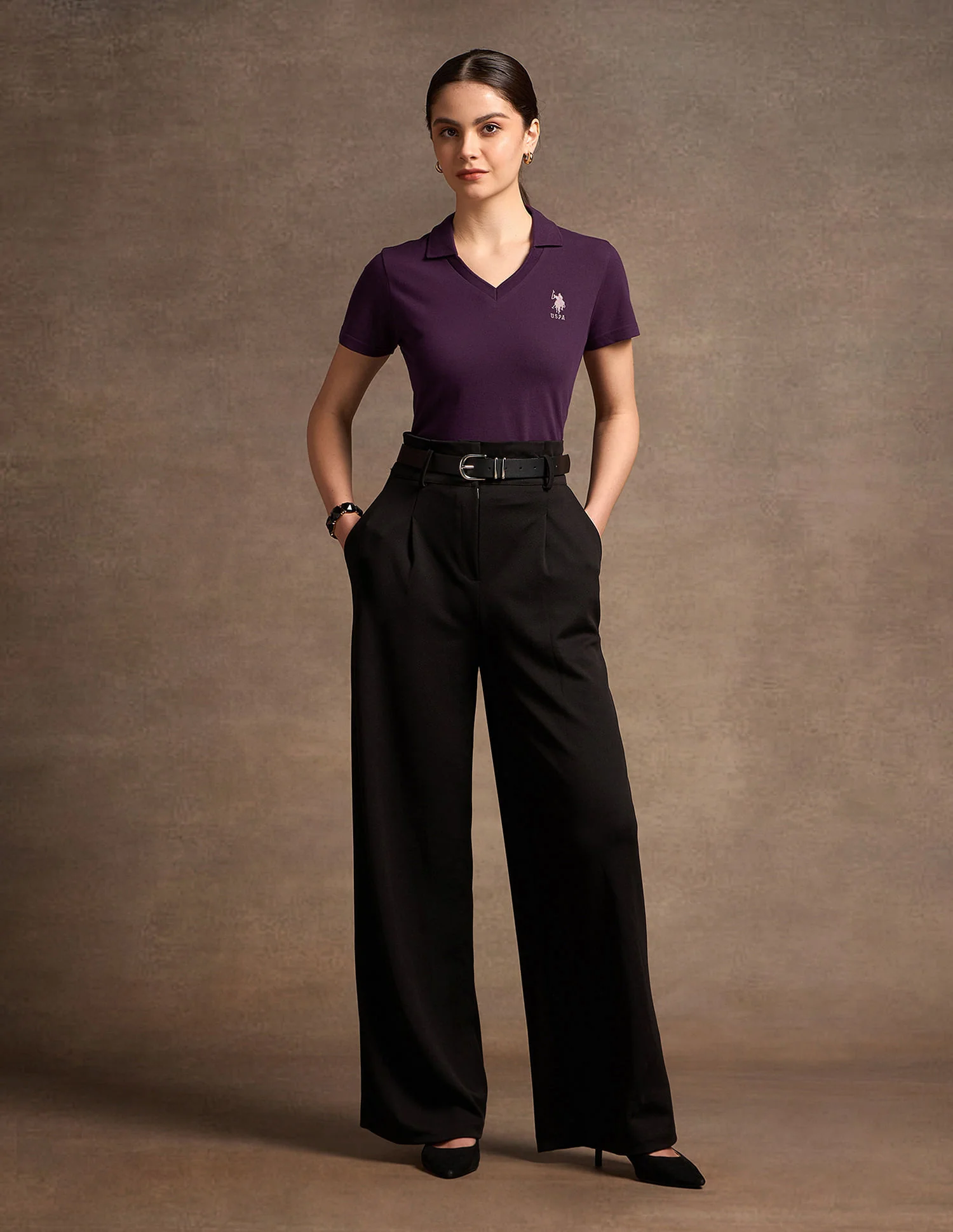 V-Neck Polo Collar Polo Shirt - Image 3