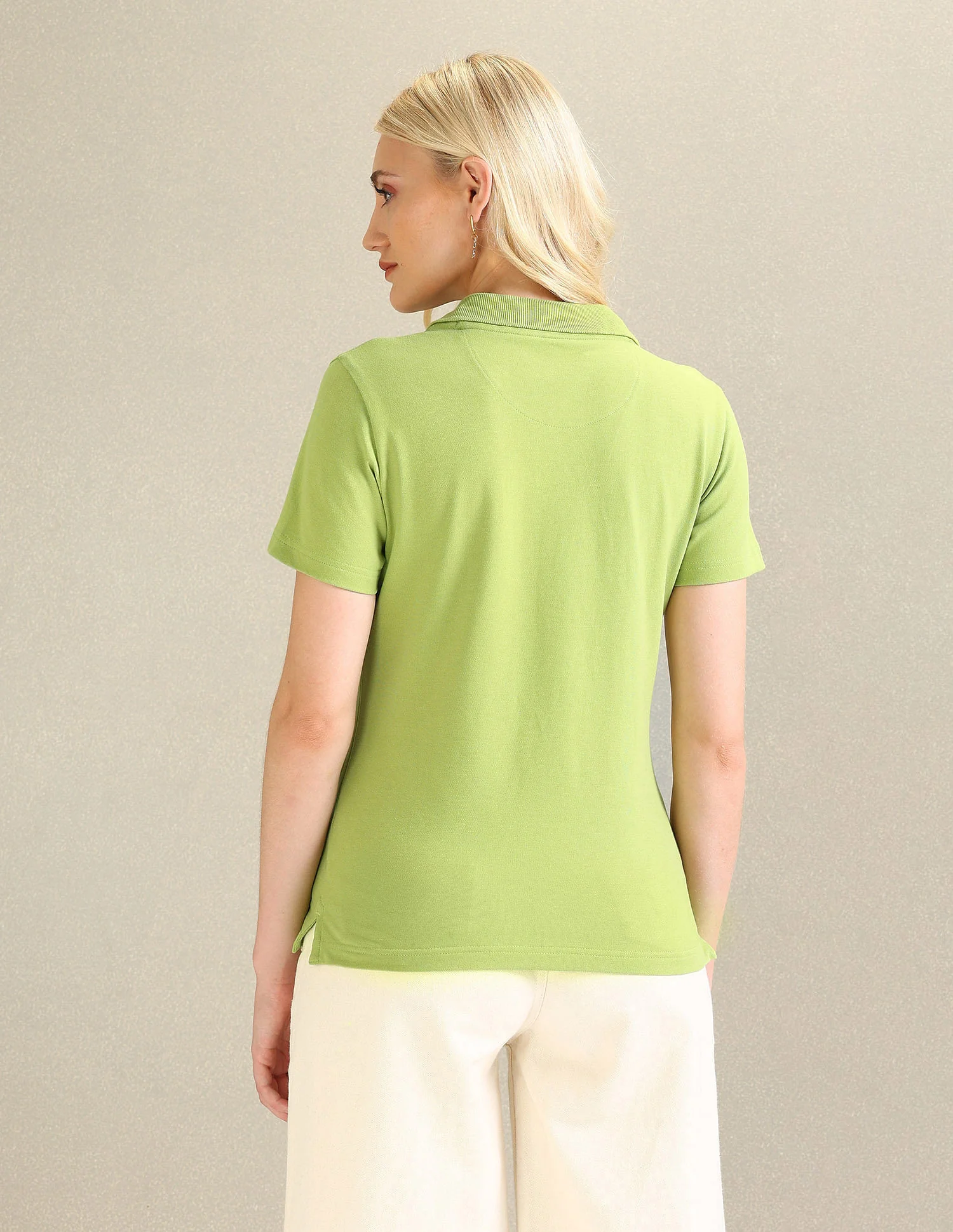 V-Neck Solid Polo Shirt - Image 5