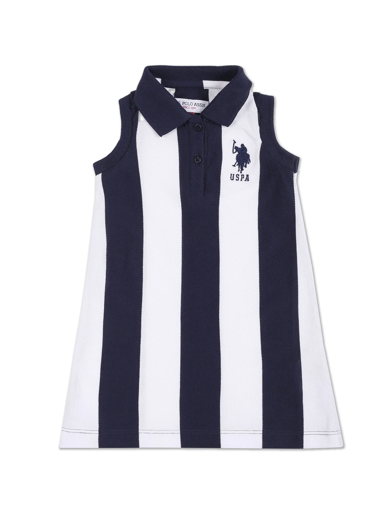 Vertical Stripe Cotton Polo Dress