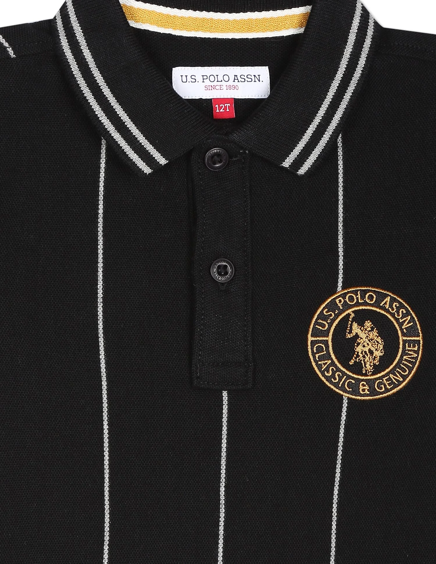 Vertical Stripe Cotton Polo Shirt - Image 3