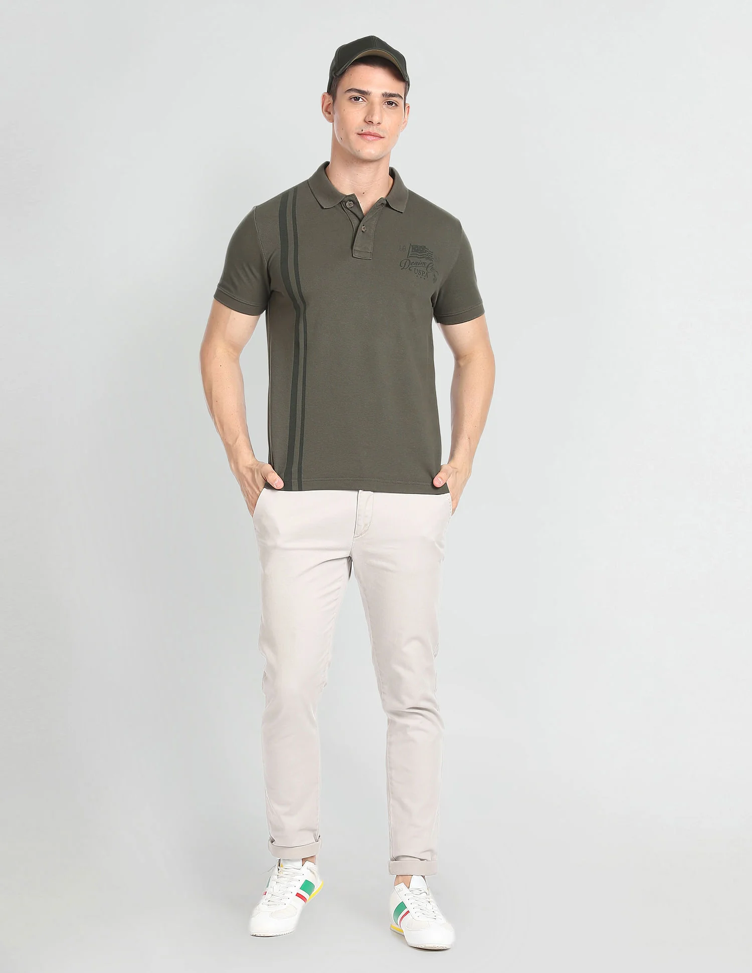 Vertical Stripe Cotton Polo Shirt - Image 3