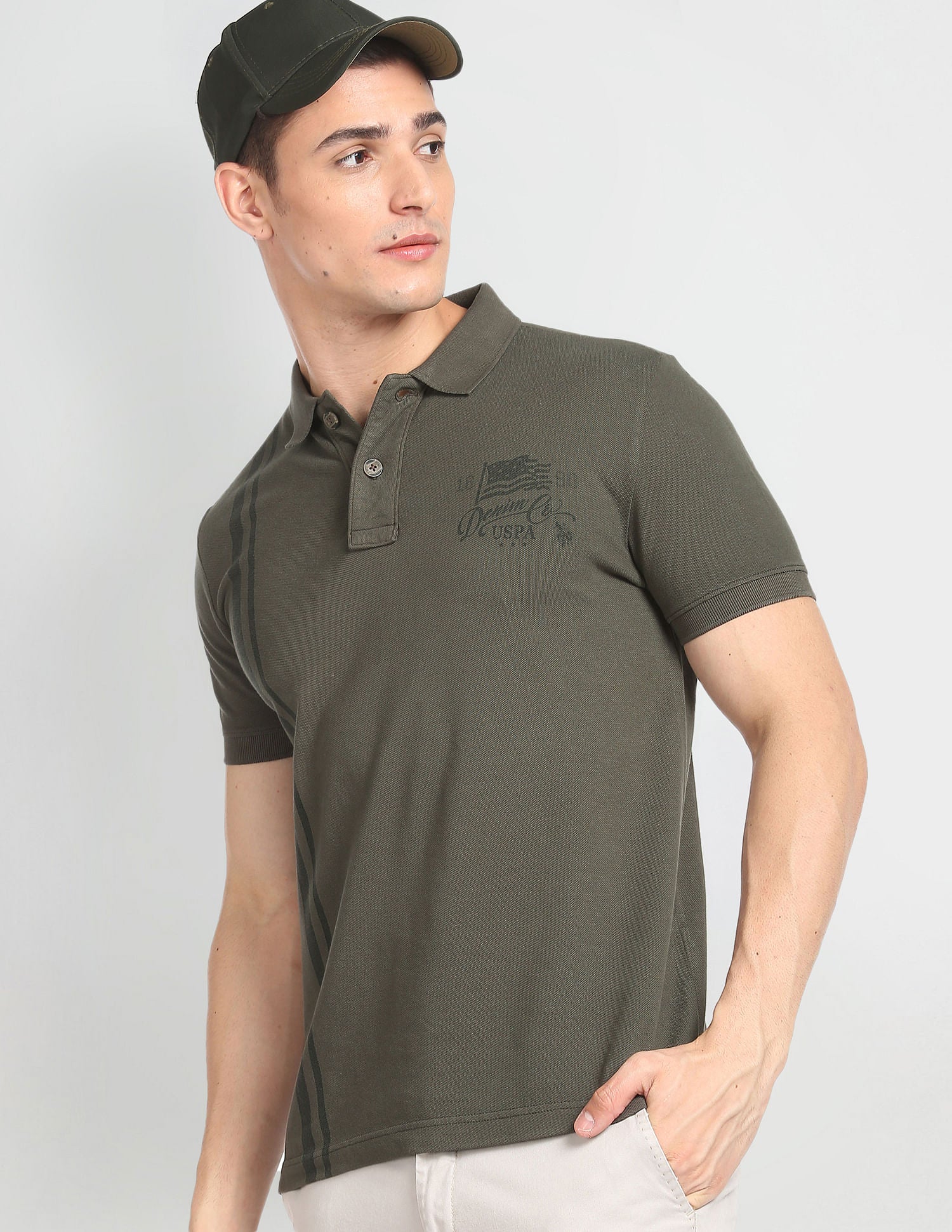 Vertical Stripe Cotton Polo Shirt - Image 6