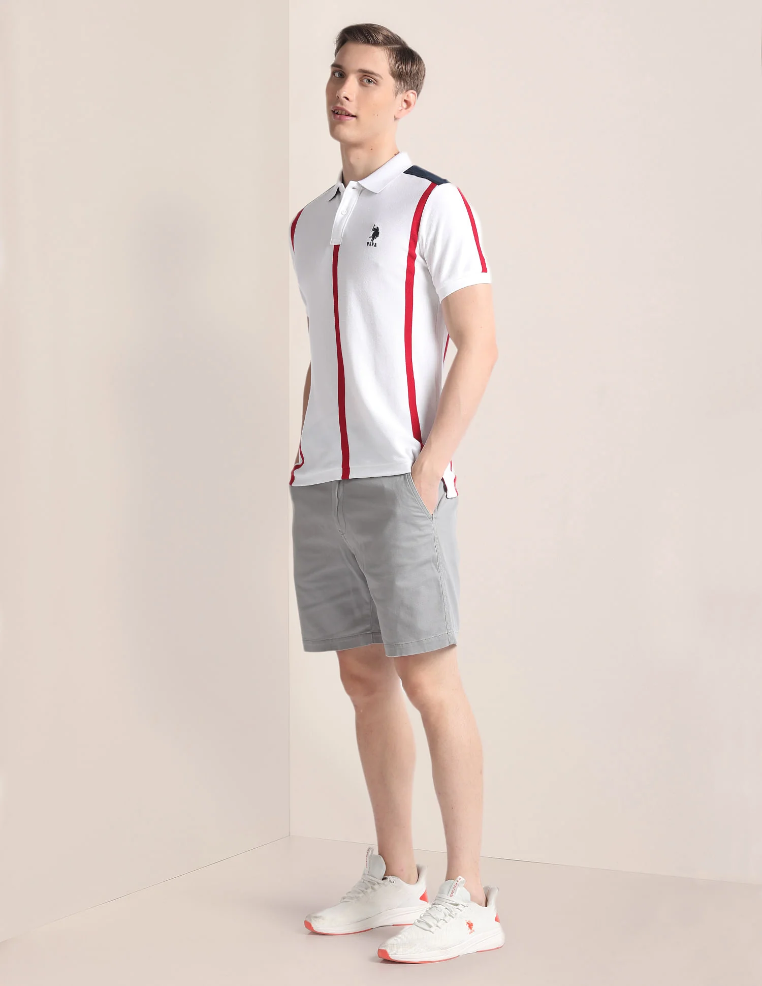 Vertical Stripe Cotton Polo Shirt - Image 3