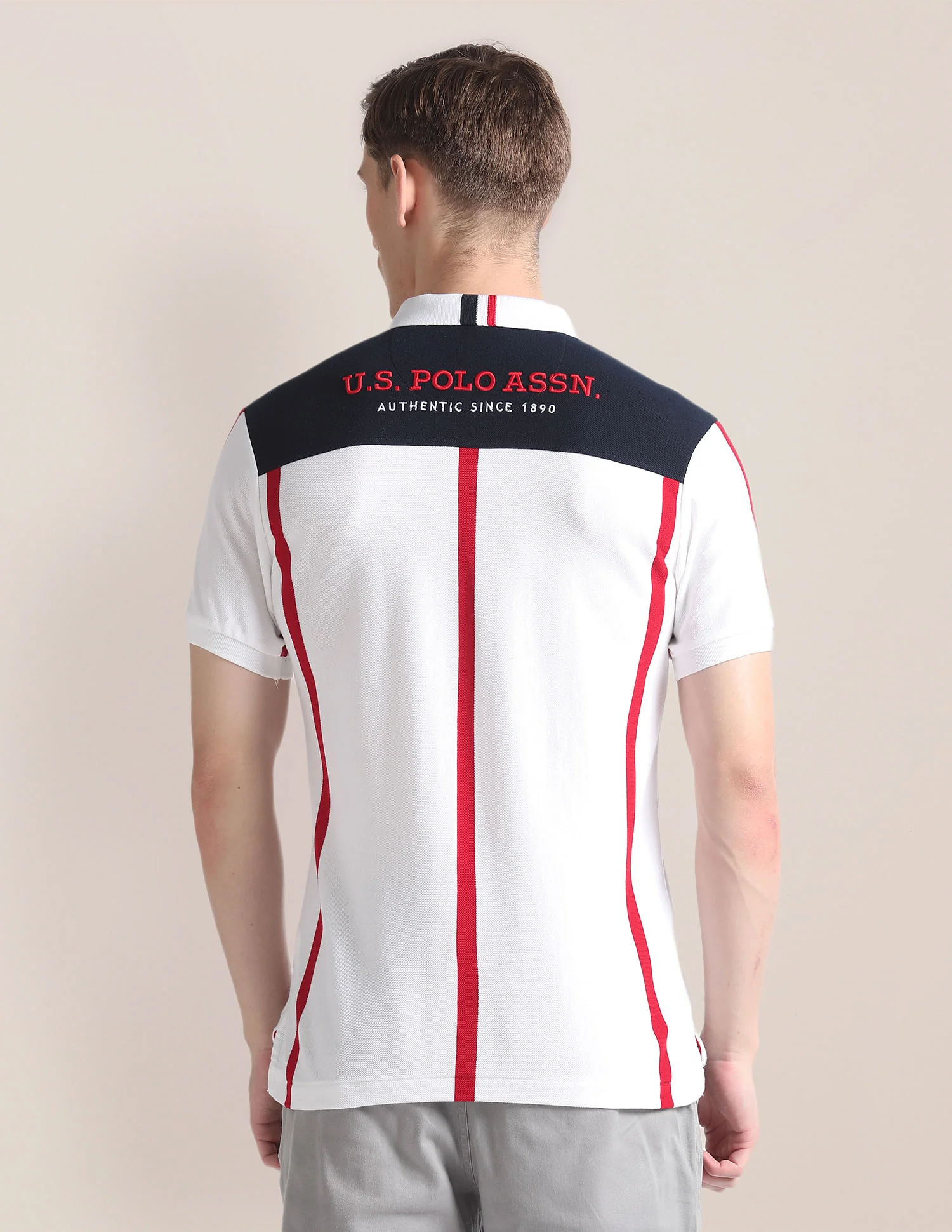 Vertical Stripe Cotton Polo Shirt - Image 5