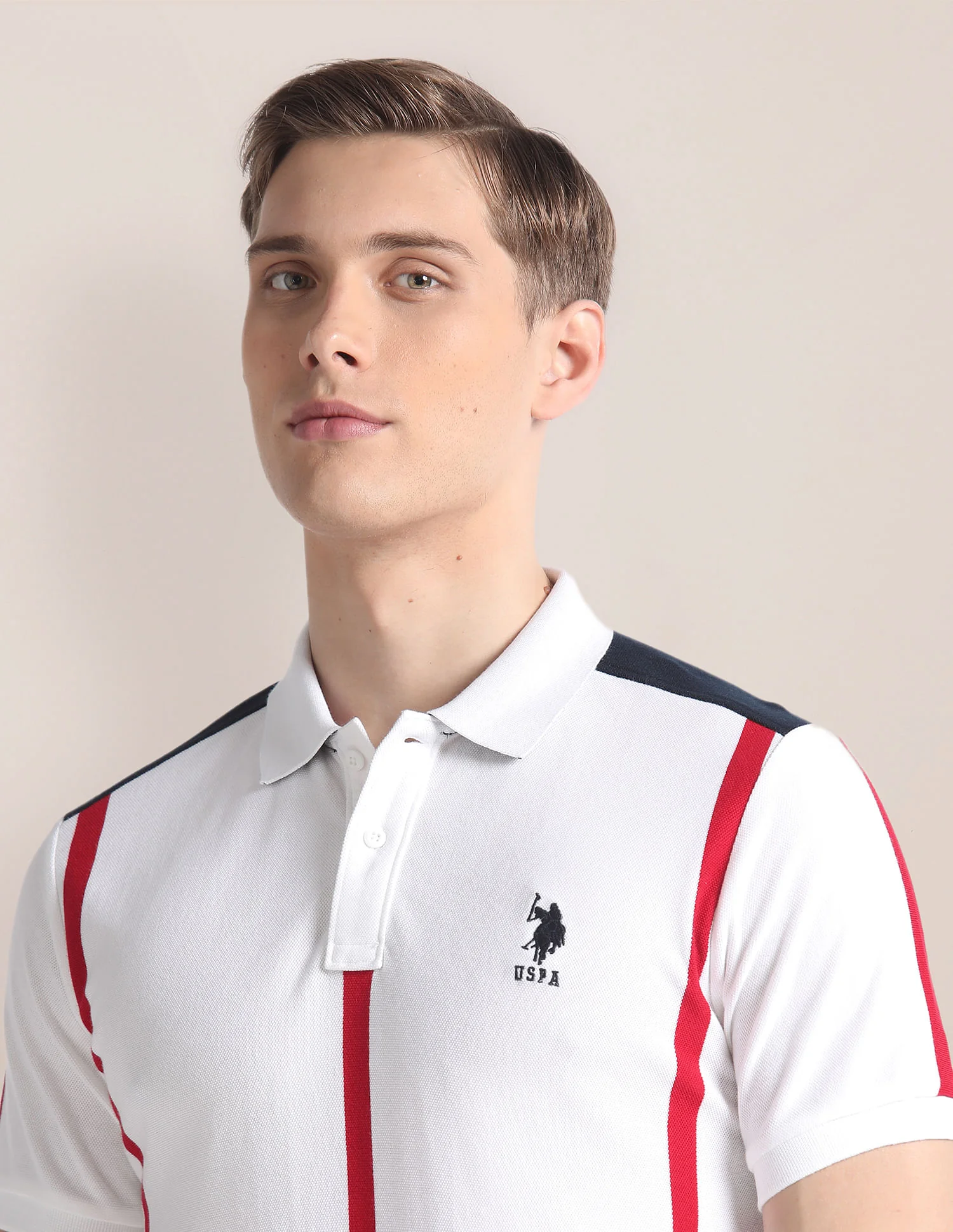 Vertical Stripe Cotton Polo Shirt - Image 7