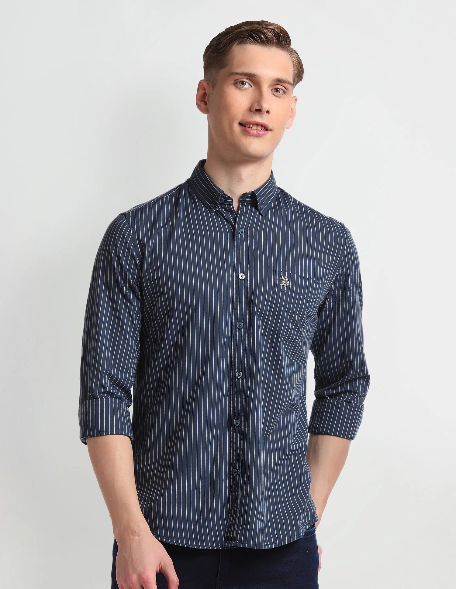 Vertical Stripe Cotton Shirt