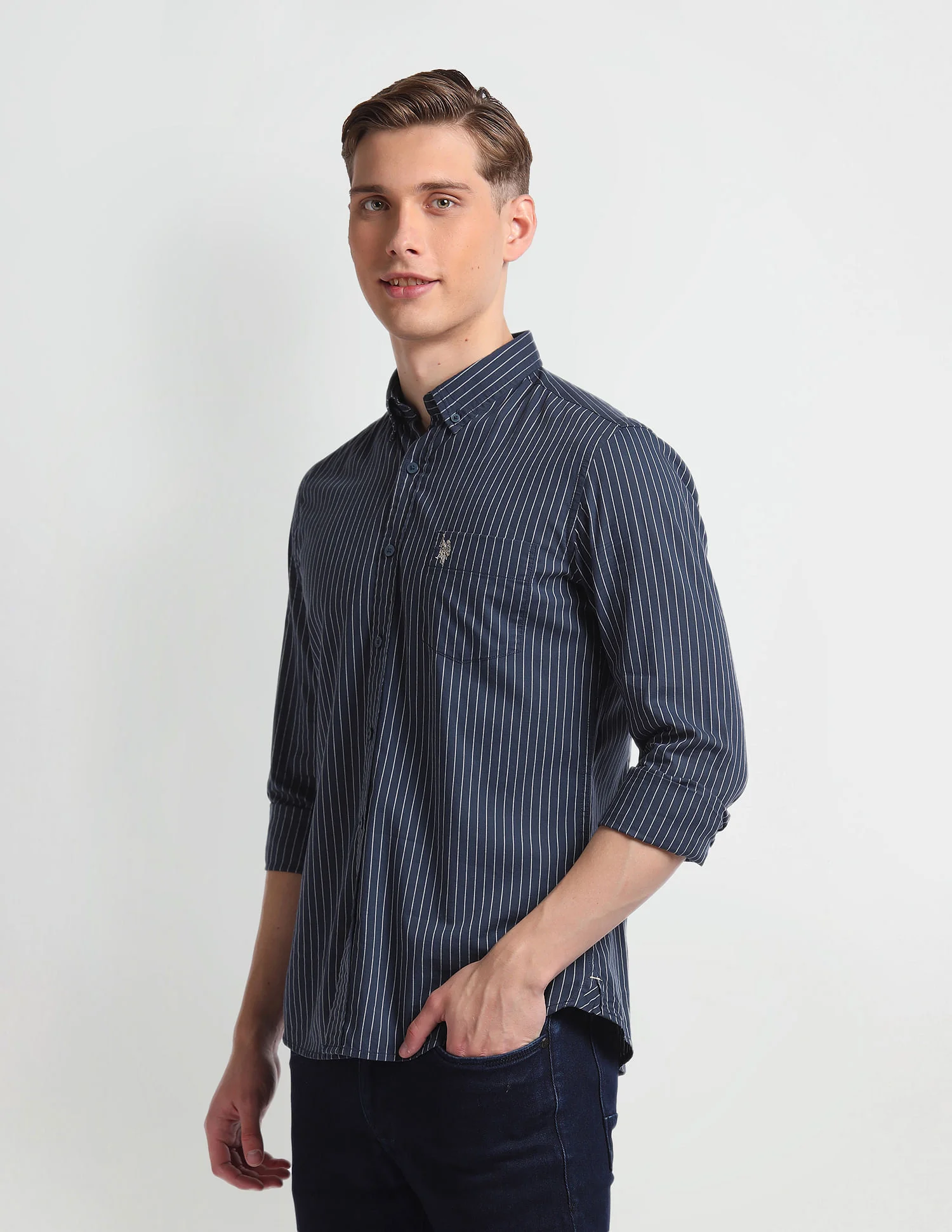 Vertical Stripe Cotton Shirt - Image 4