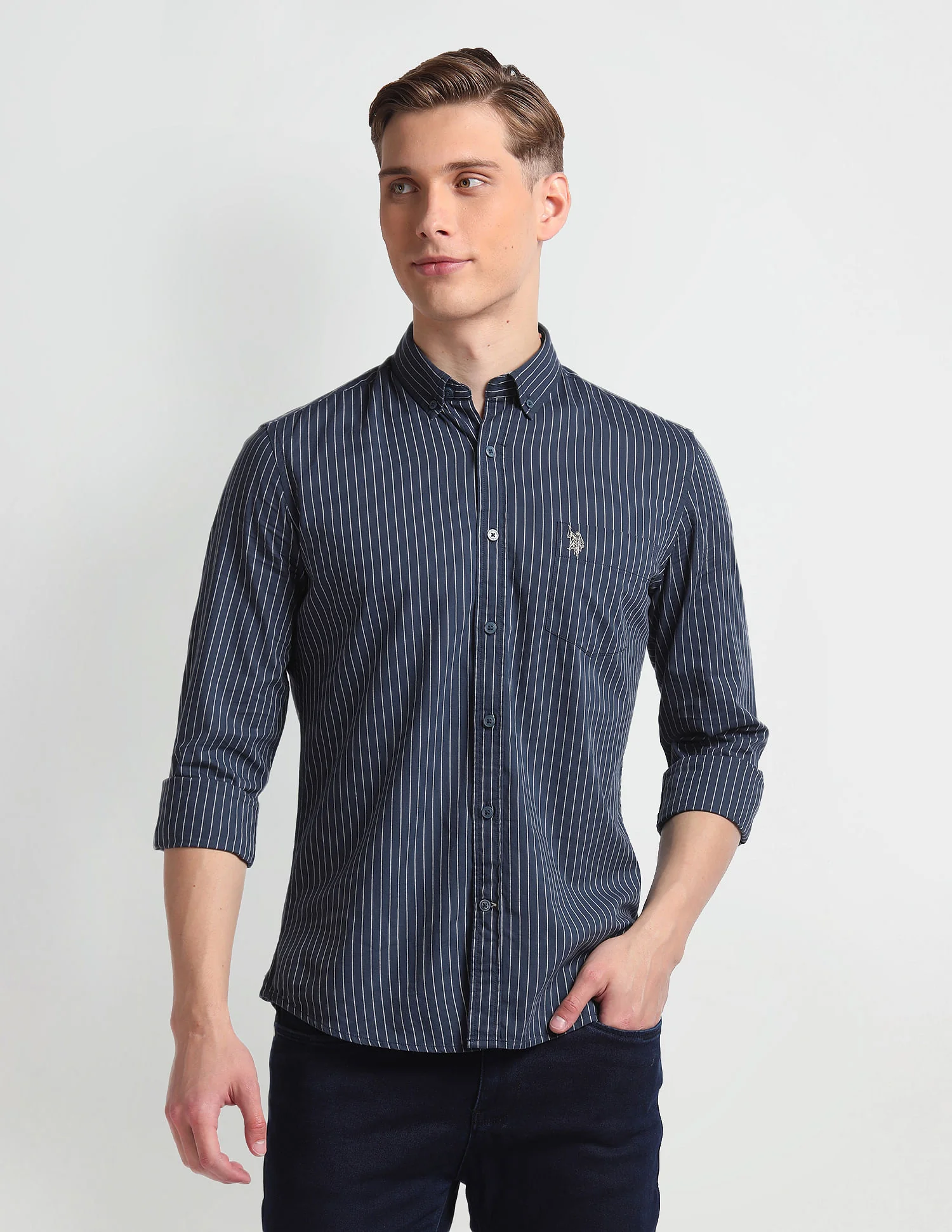 Vertical Stripe Cotton Shirt - Image 6