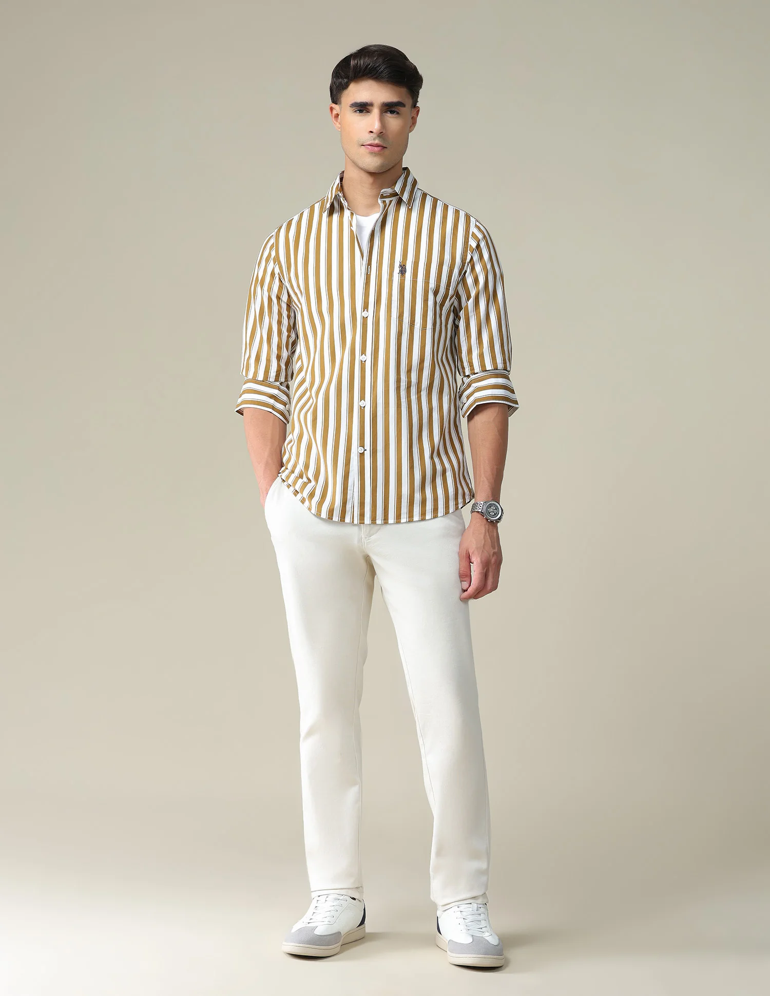 Vertical Stripe Cotton Shirt - Image 3