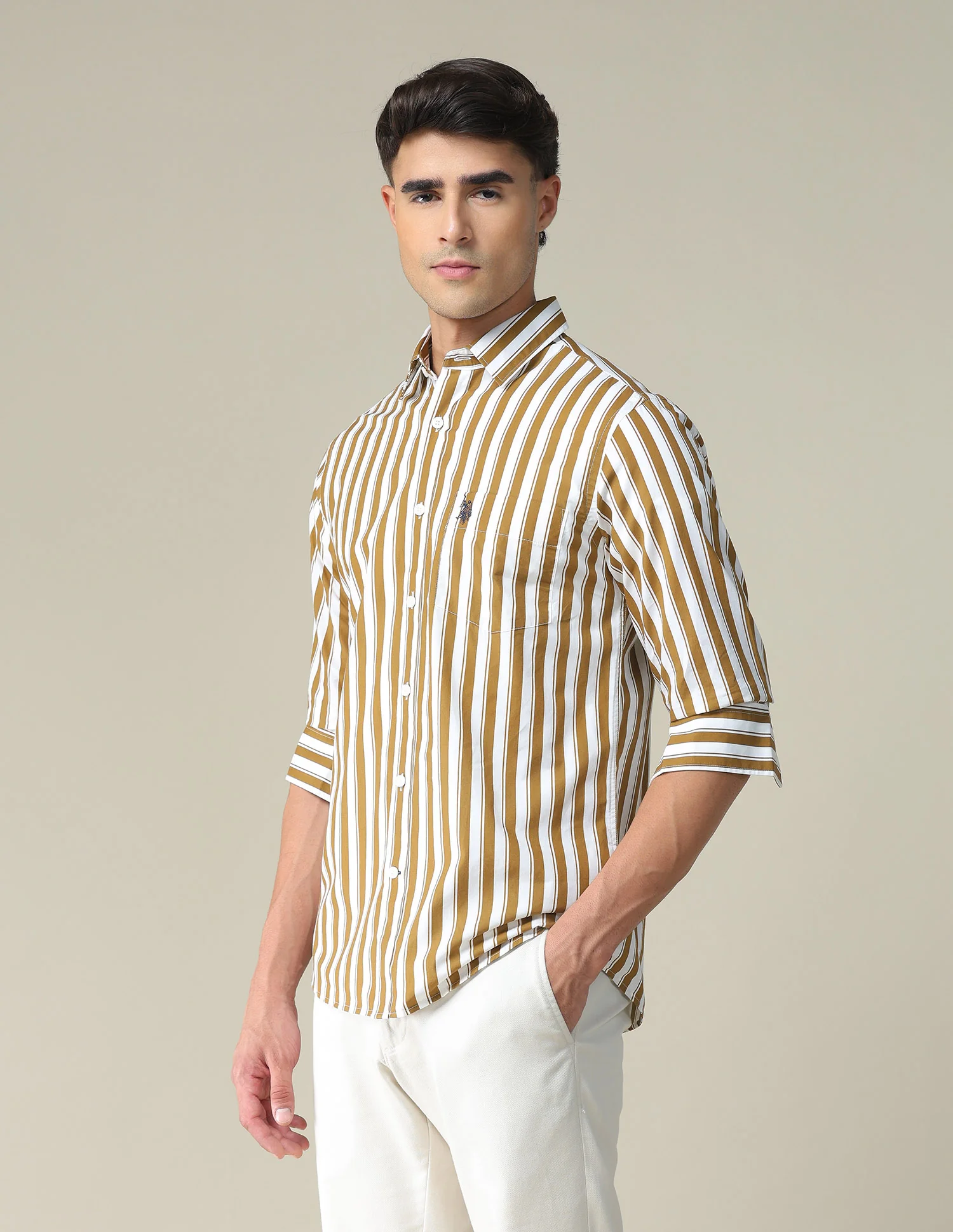 Vertical Stripe Cotton Shirt - Image 4