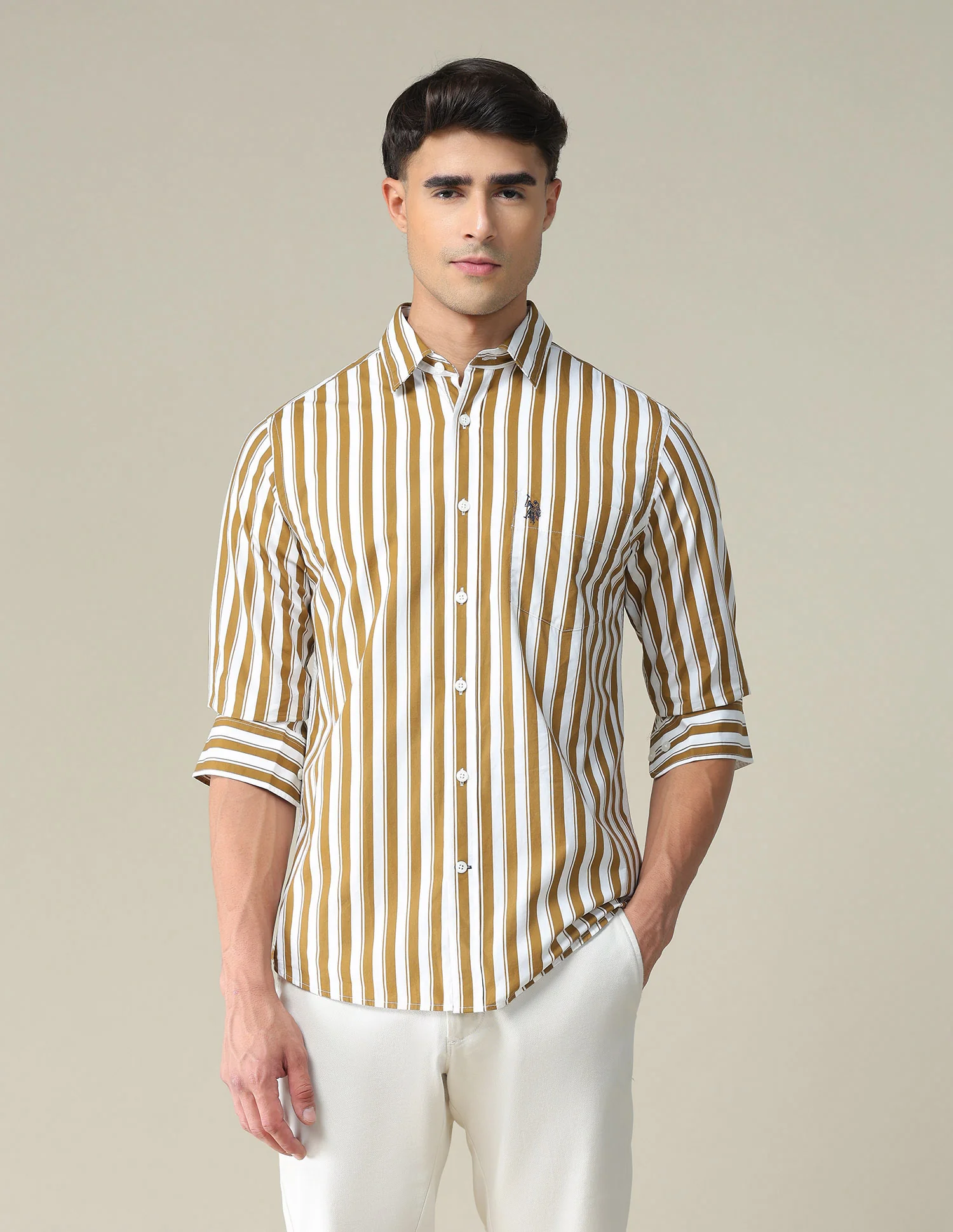 Vertical Stripe Cotton Shirt - Image 6