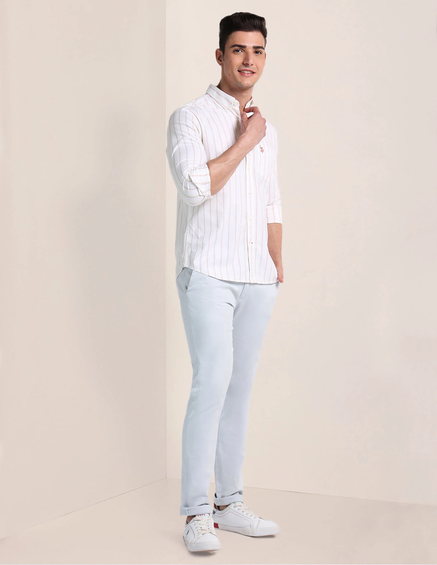 Vertical Stripe Cotton Stretch Shirt - Image 3