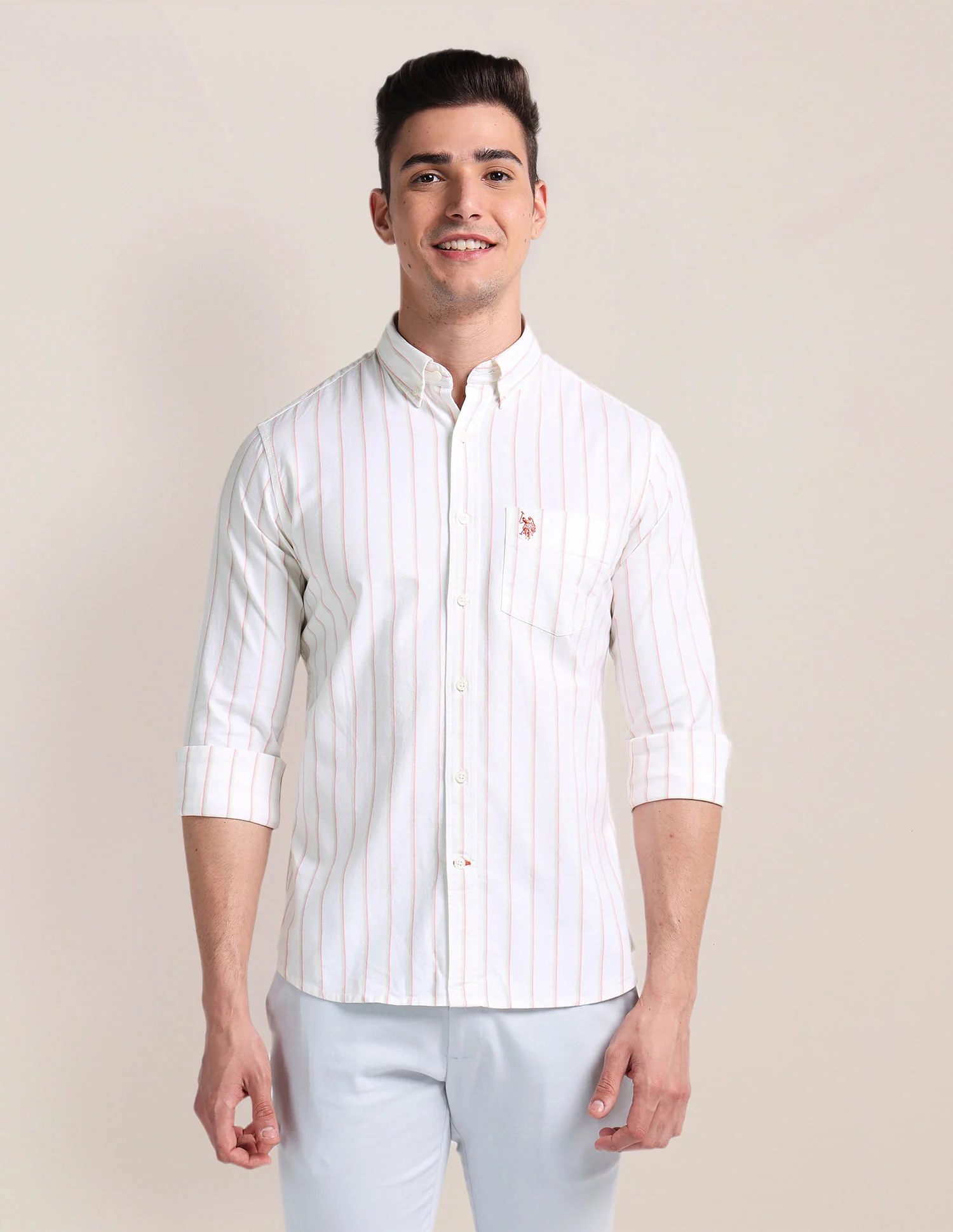 Vertical Stripe Cotton Stretch Shirt - Image 6