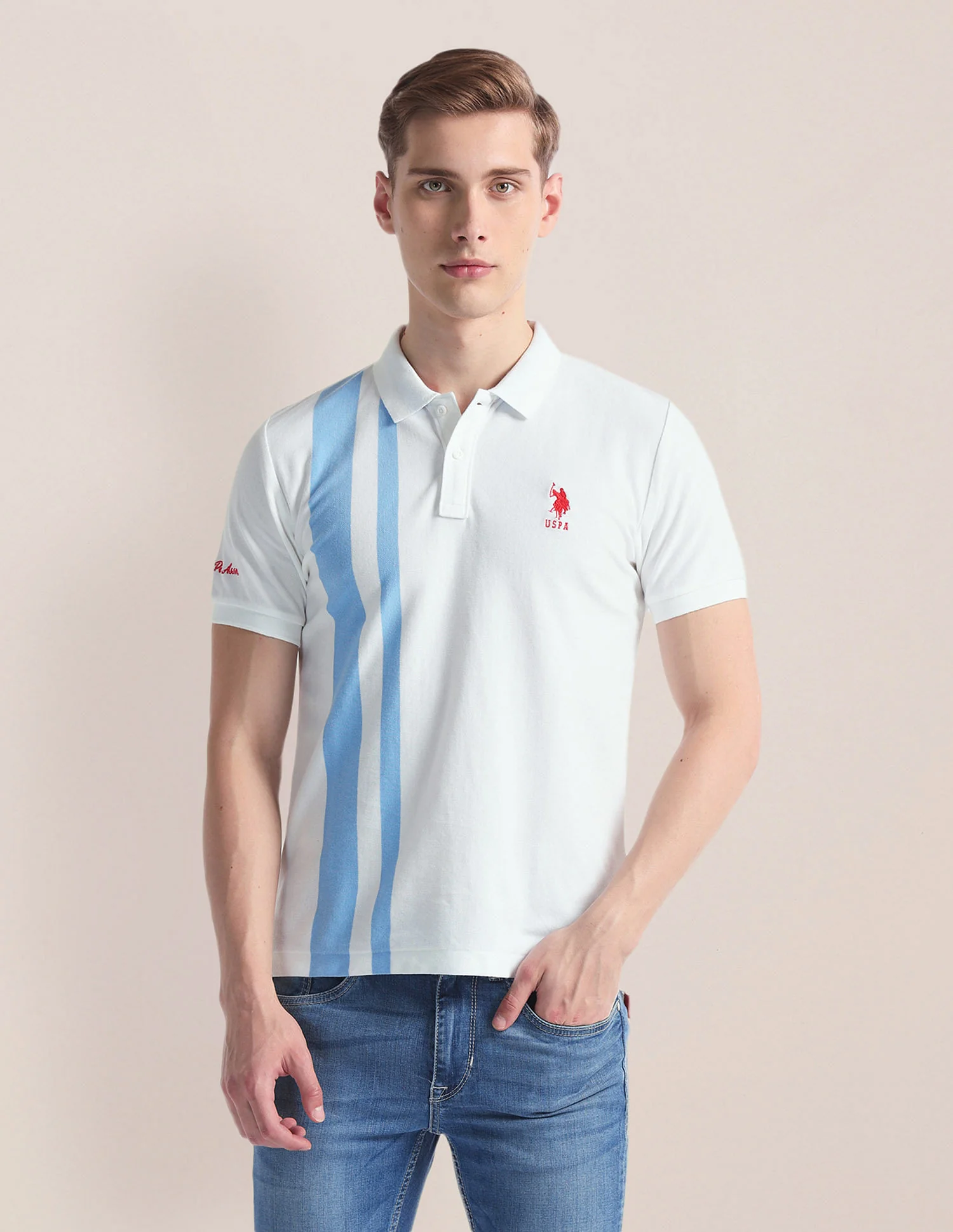 Vertical Stripe Logo Polo Shirt