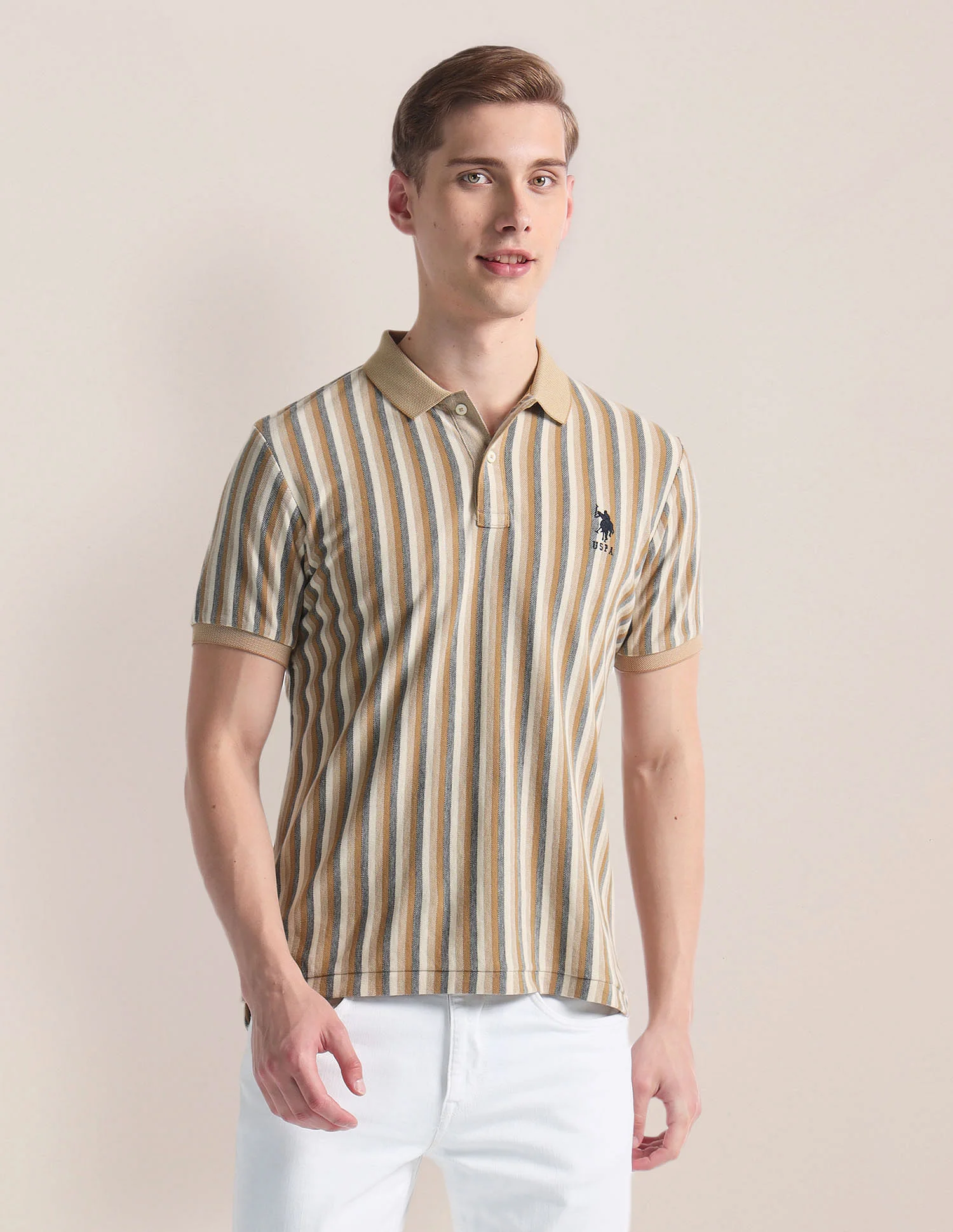 Vertical Stripe Logo Polo Shirt