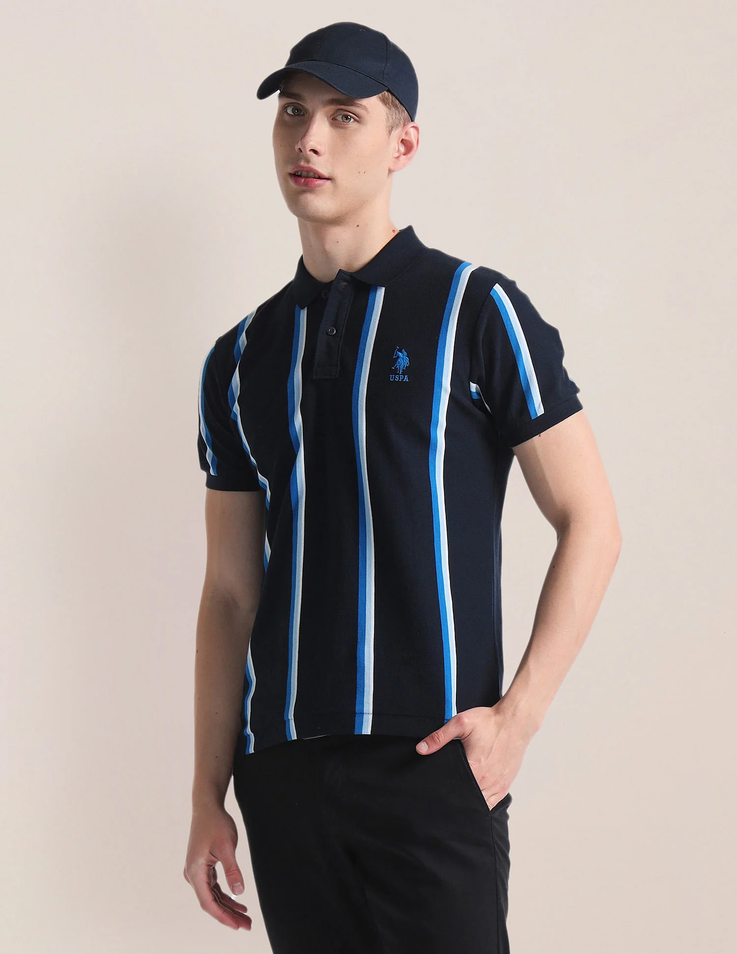 Vertical Stripe Logo Polo Shirt