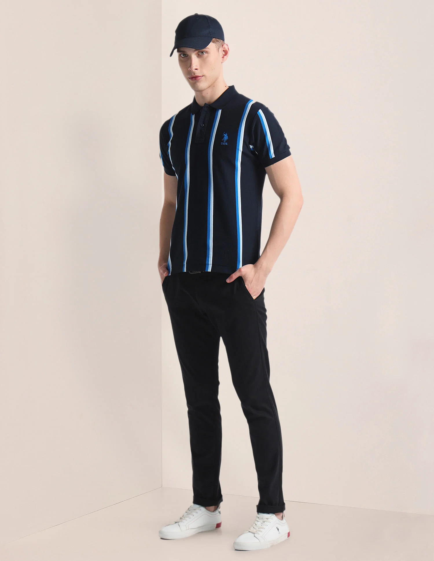 Vertical Stripe Logo Polo Shirt - Image 3