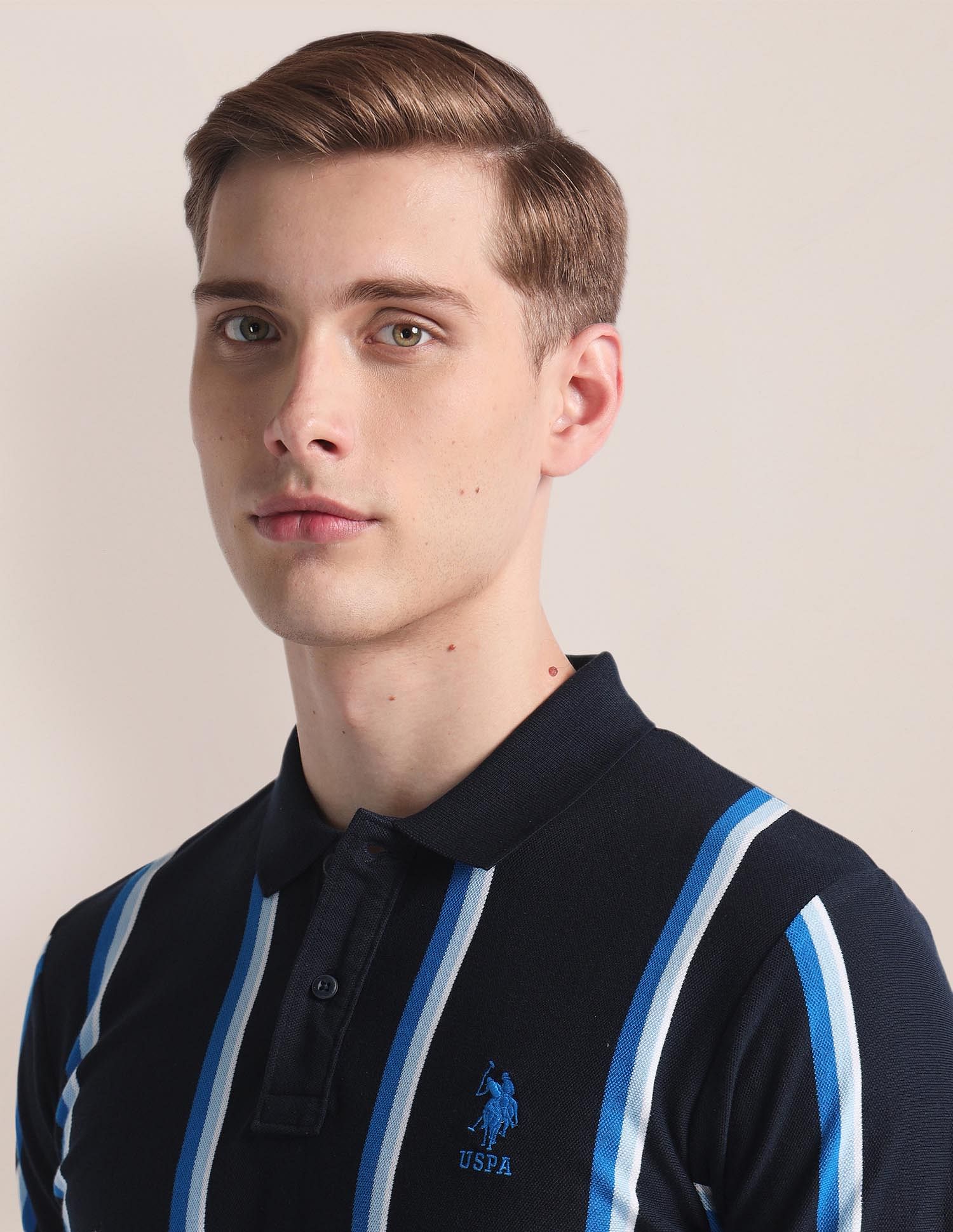Vertical Stripe Logo Polo Shirt - Image 7