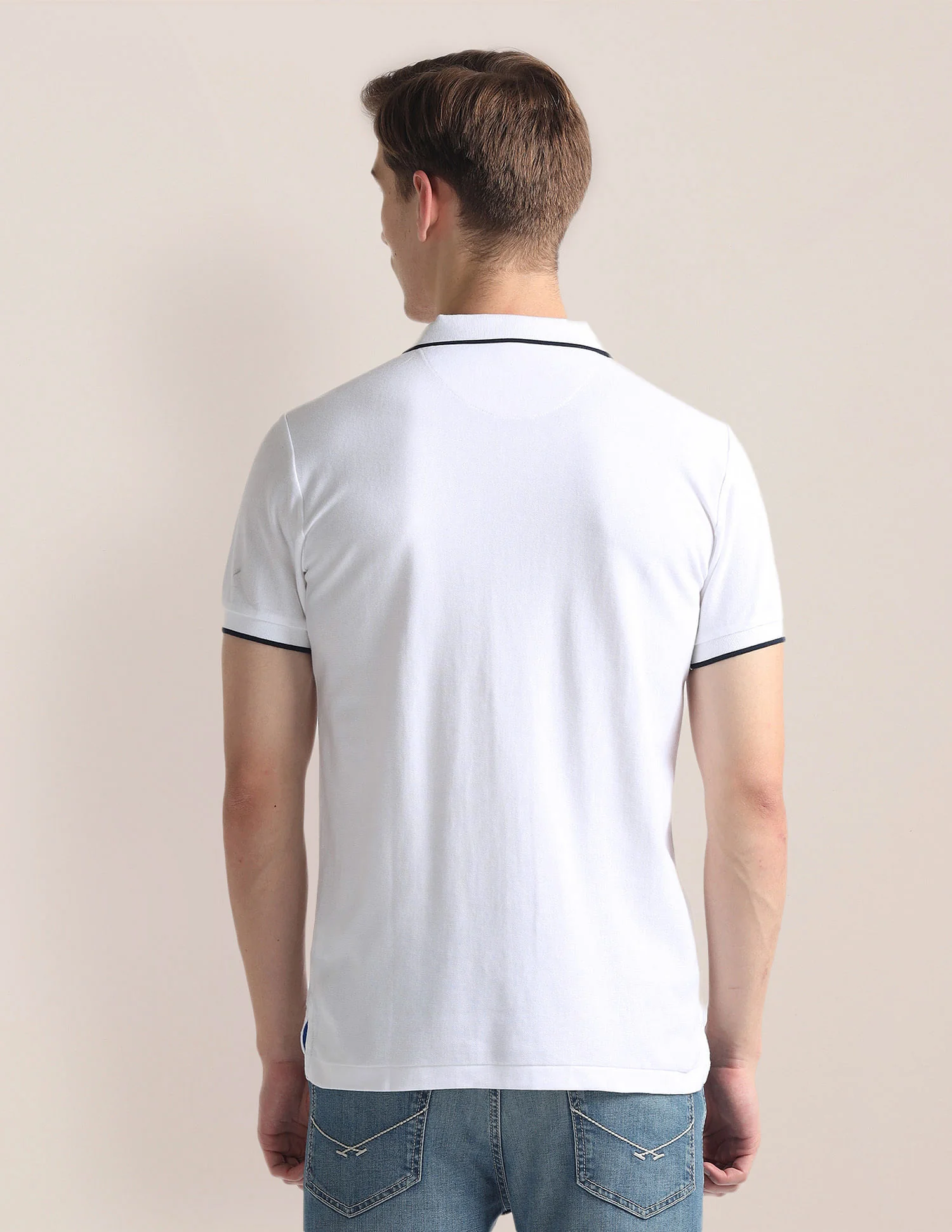 Vertical Stripe Pique Polo Shirt - Image 5