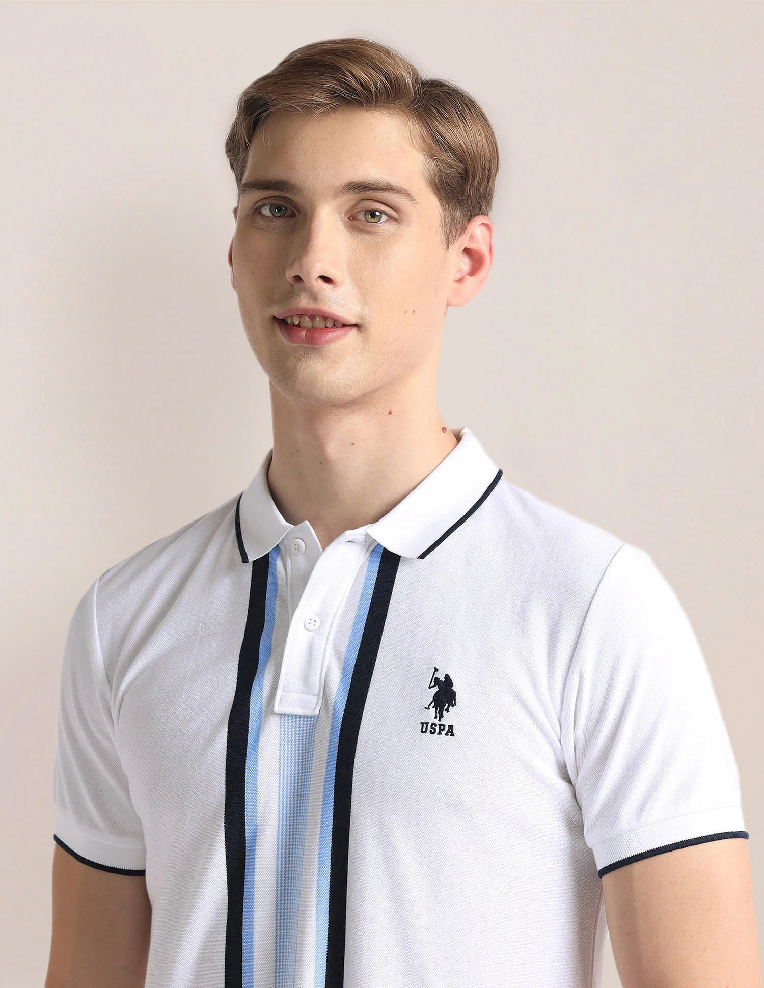 Vertical Stripe Pique Polo Shirt - Image 7