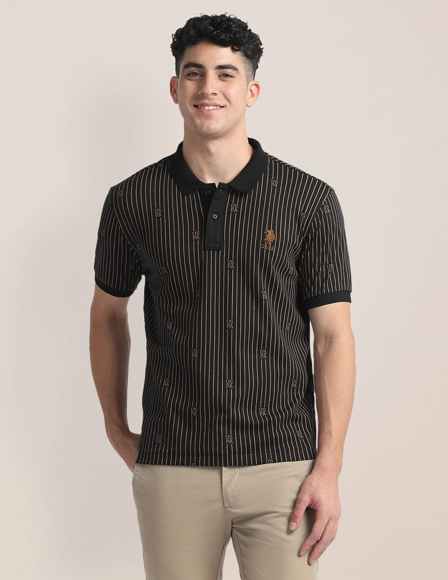 Vertical Stripe Slim Fit Polo Shirt