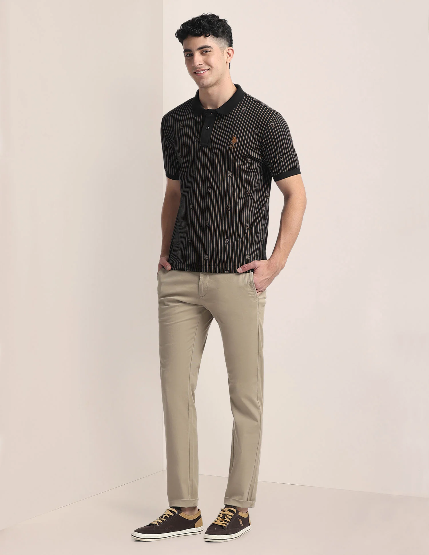 Vertical Stripe Slim Fit Polo Shirt - Image 3