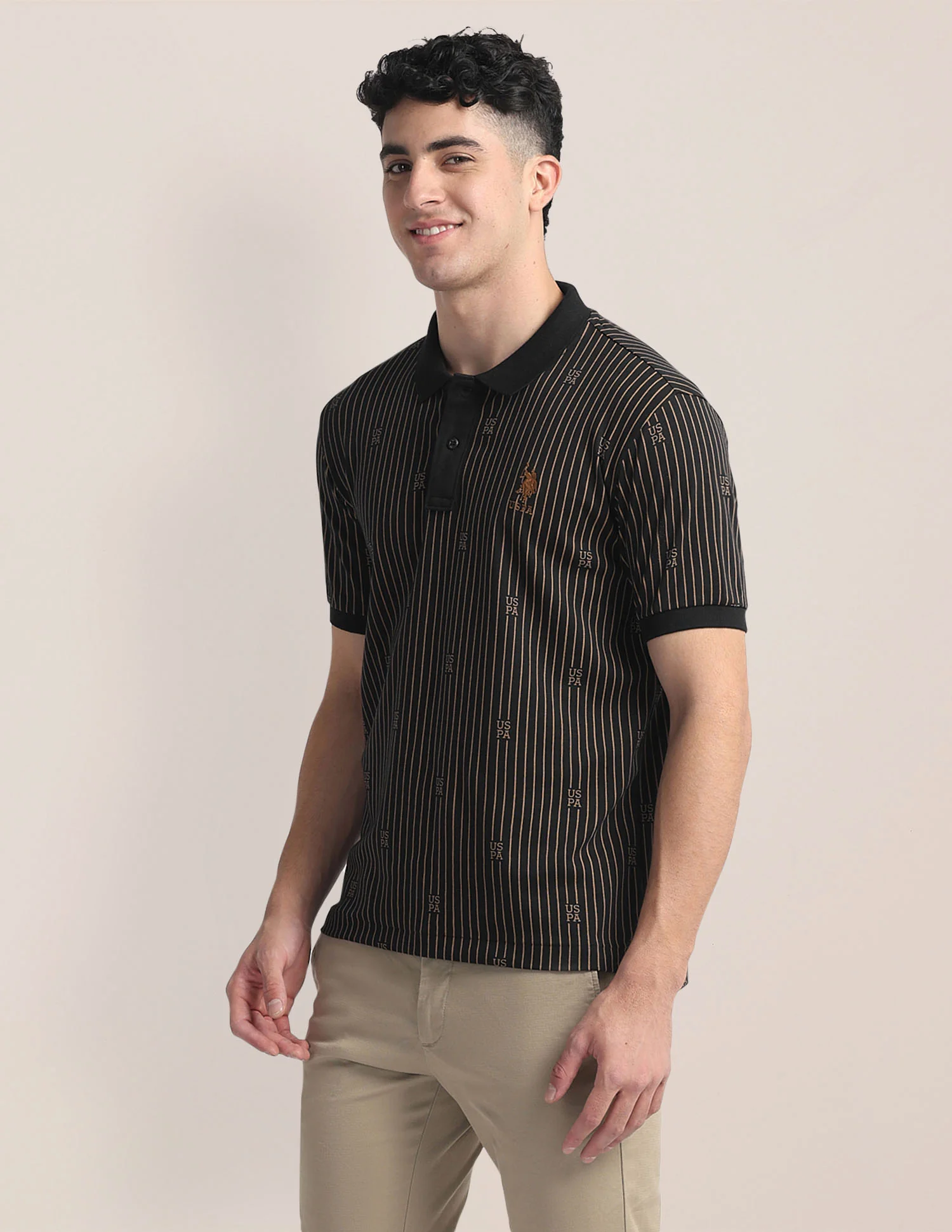 Vertical Stripe Slim Fit Polo Shirt - Image 4