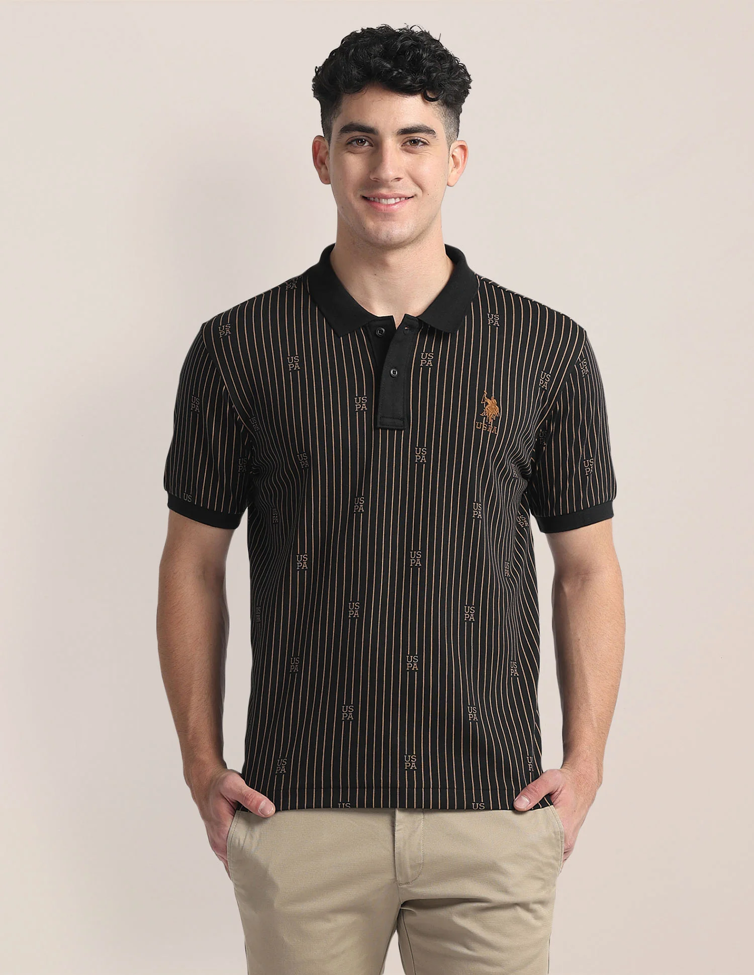 Vertical Stripe Slim Fit Polo Shirt - Image 6