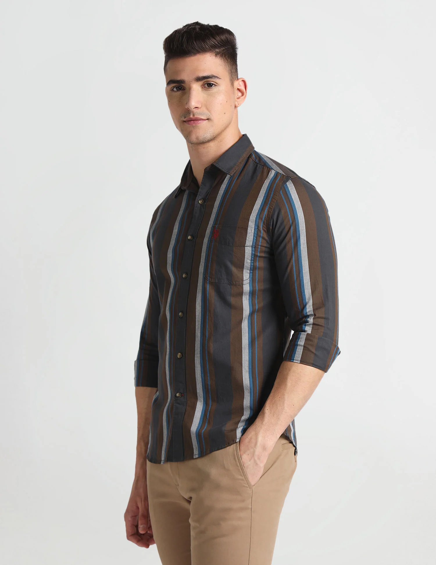 Vertical Stripe Slim Fit Shirt - Image 4
