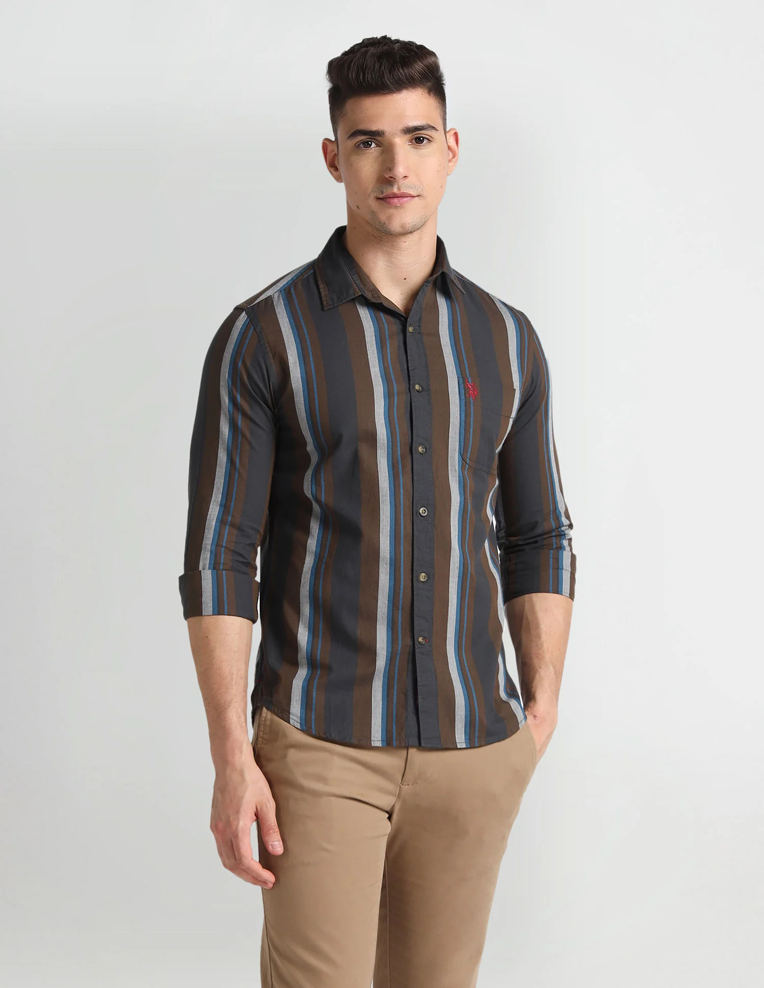 Vertical Stripe Slim Fit Shirt - Image 6
