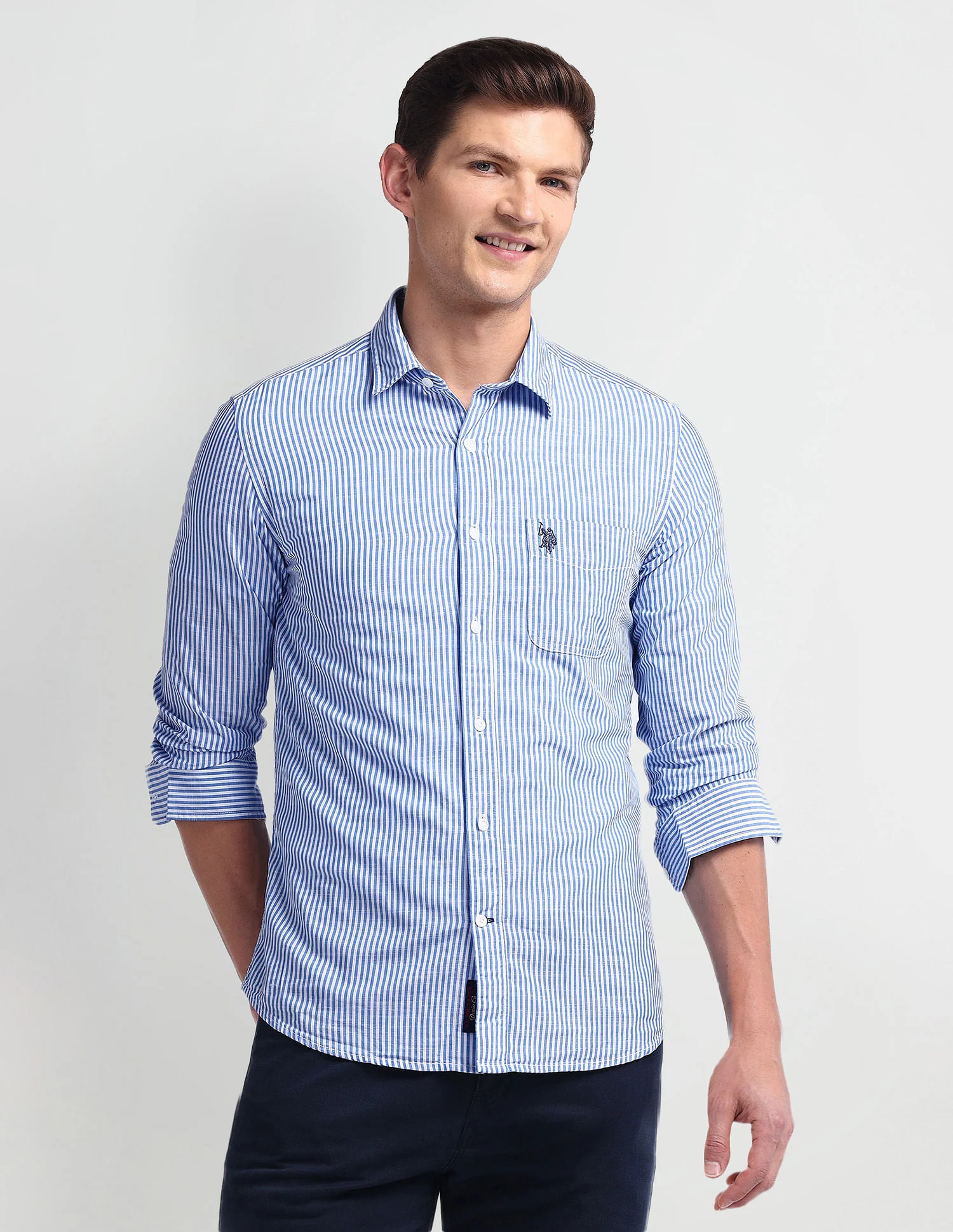 Vertical Stripe Slim Fit Shirt - Image 6