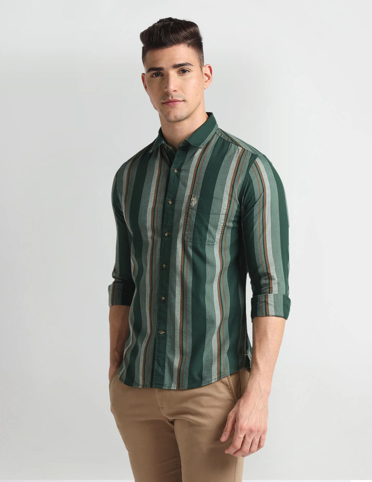 Vertical Stripe Slim Fit Shirt
