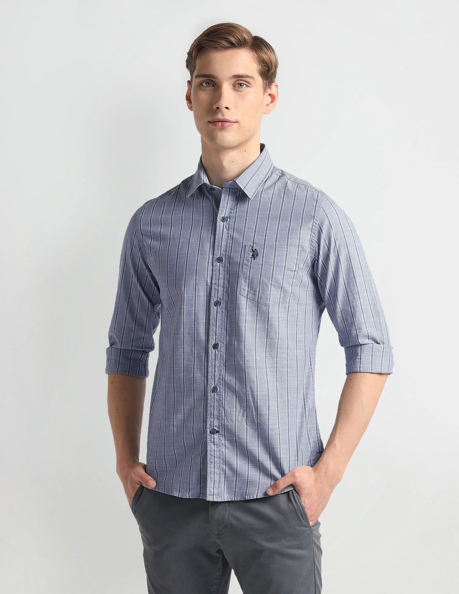 Vertical Stripe Slim Fit Shirt
