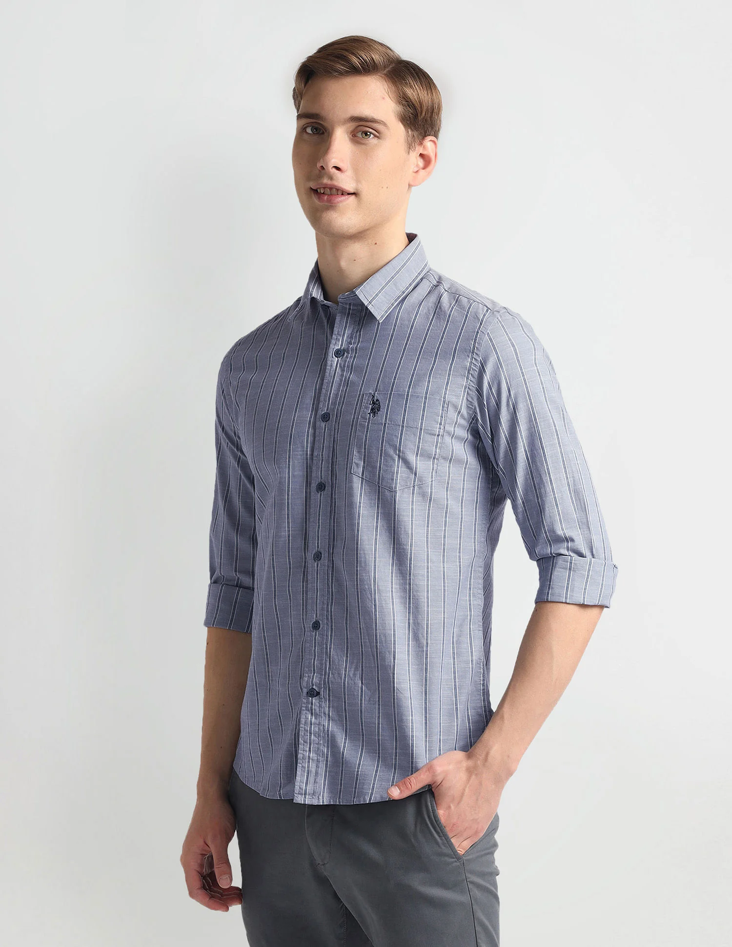 Vertical Stripe Slim Fit Shirt - Image 4
