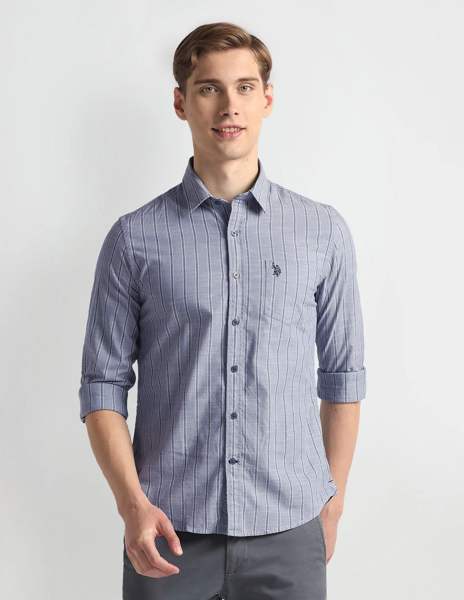 Vertical Stripe Slim Fit Shirt - Image 6