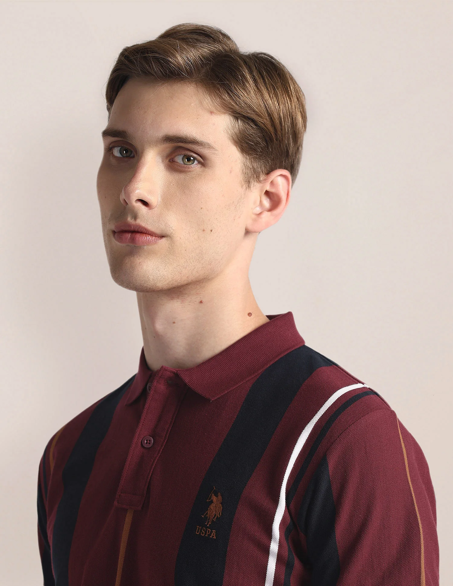 Vertical Stripe Slim Polo Shirt - Image 7