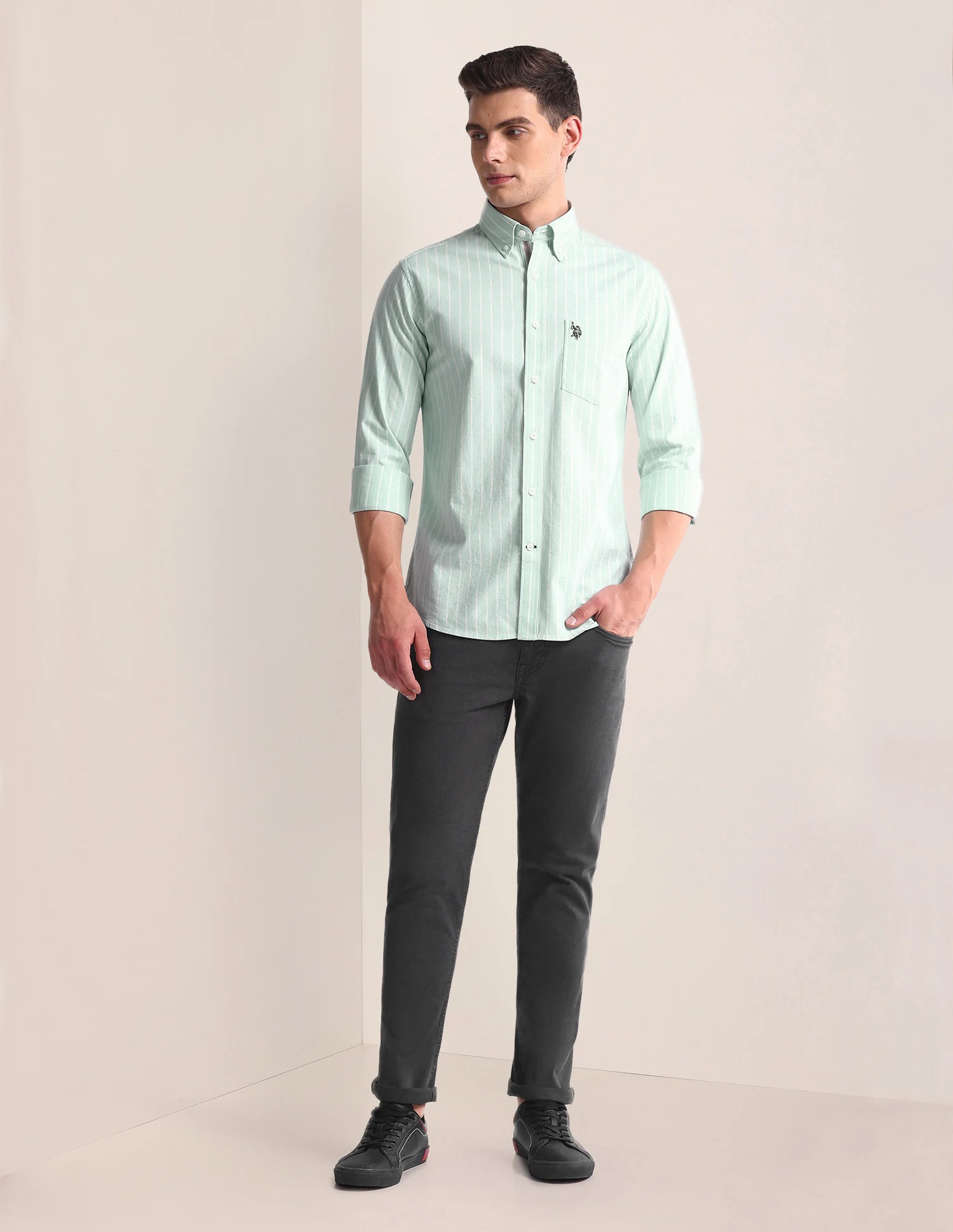 Vertical Stripe Tailored Fit Shirt - Image 3