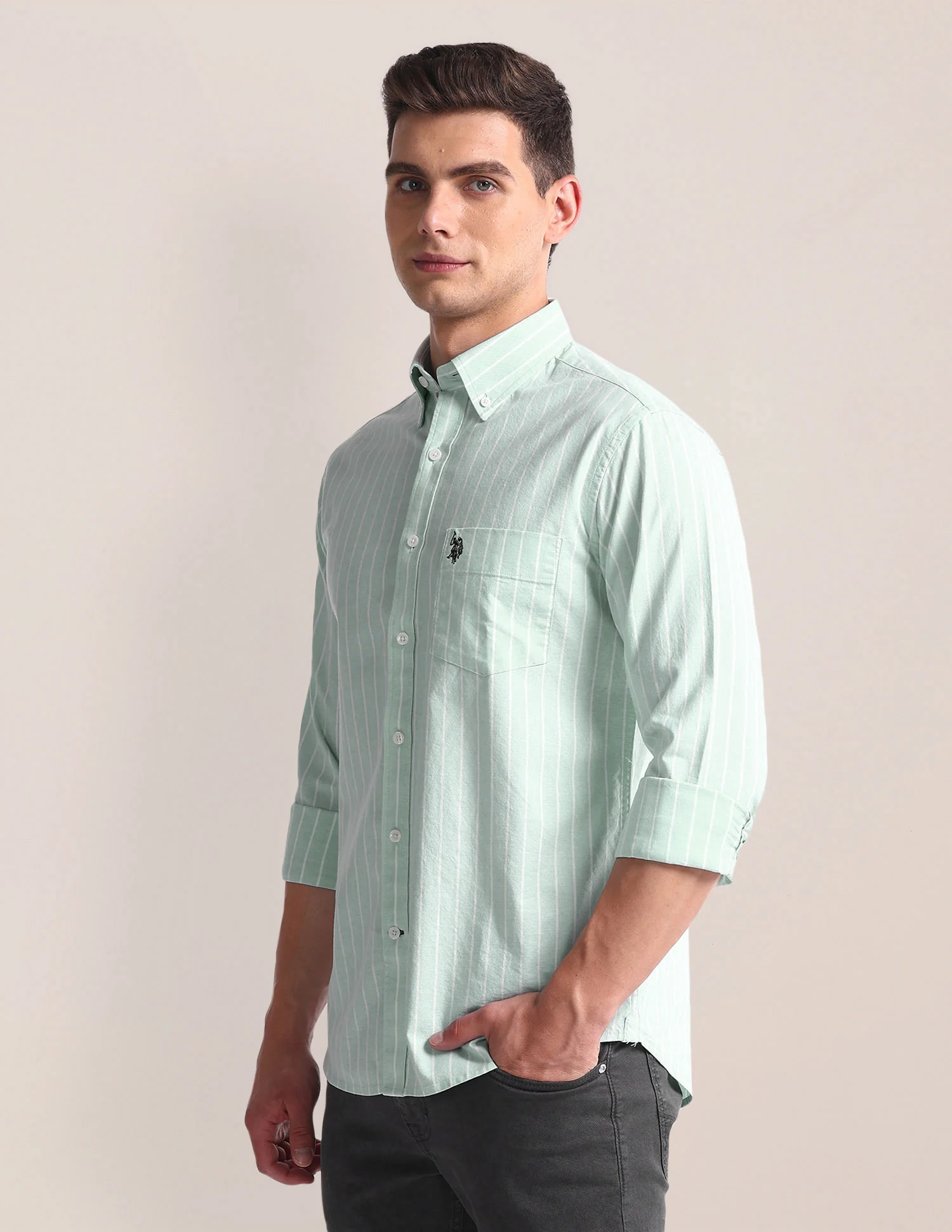 Vertical Stripe Tailored Fit Shirt - Image 4