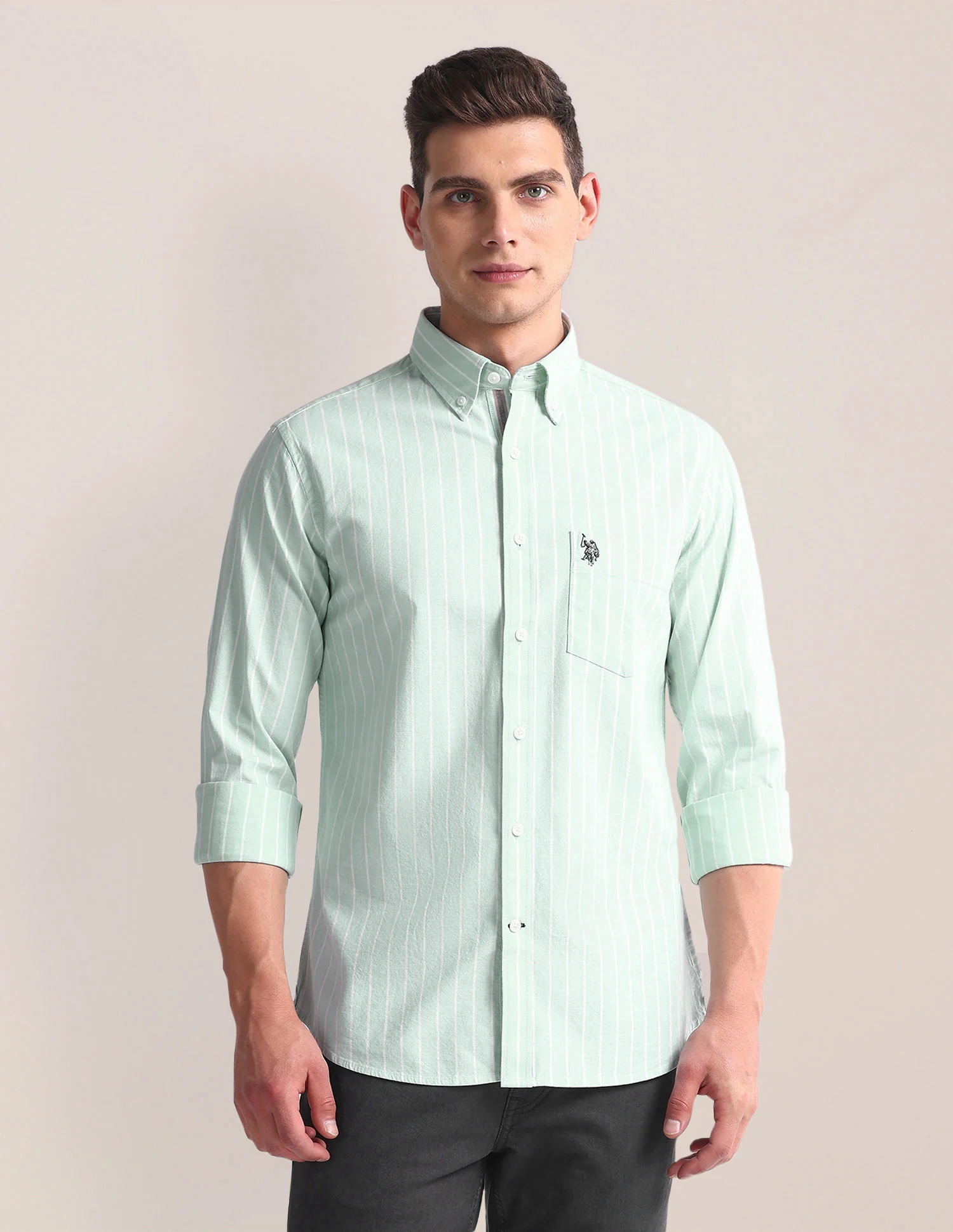 Vertical Stripe Tailored Fit Shirt - Image 6