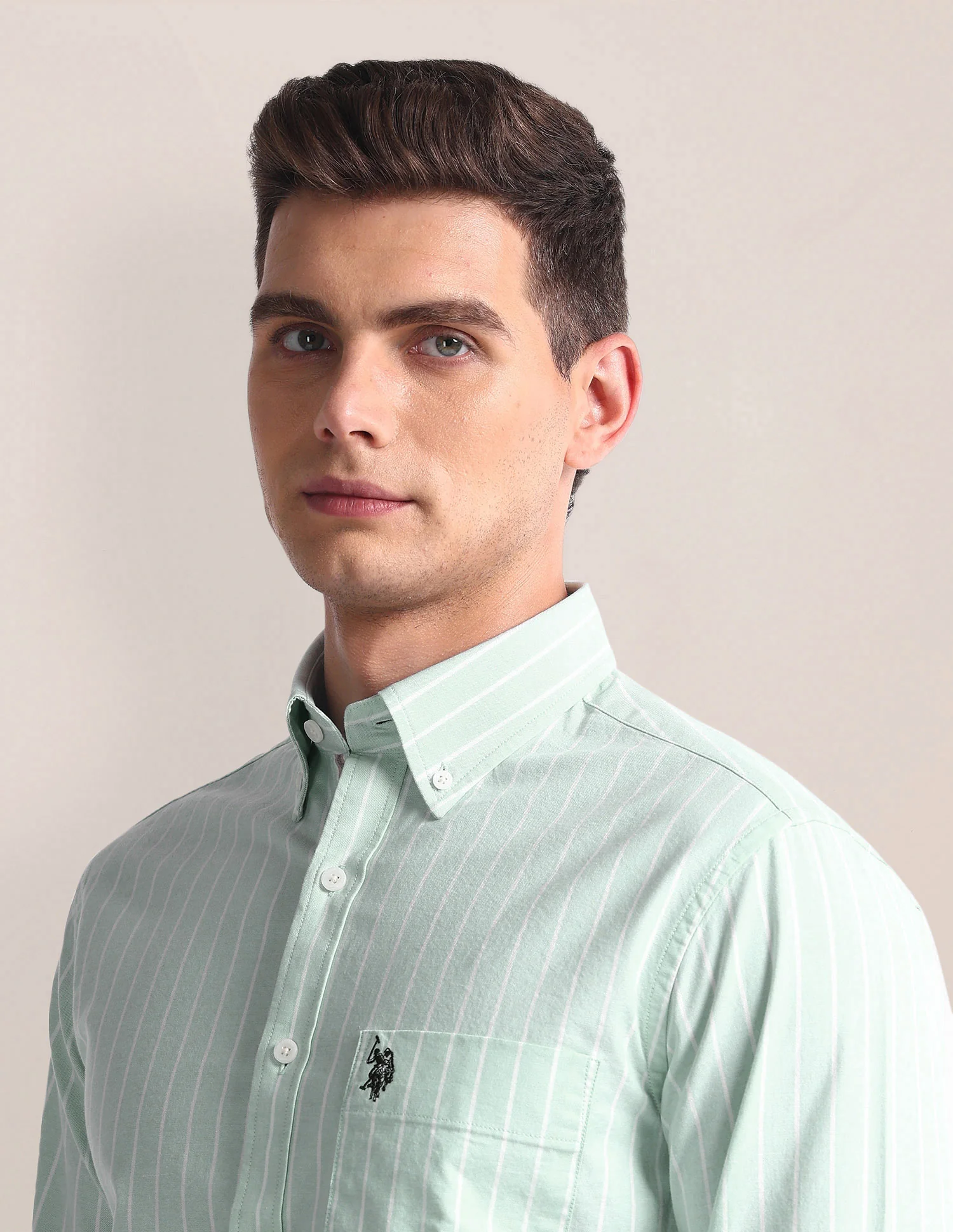 Vertical Stripe Tailored Fit Shirt - Image 7