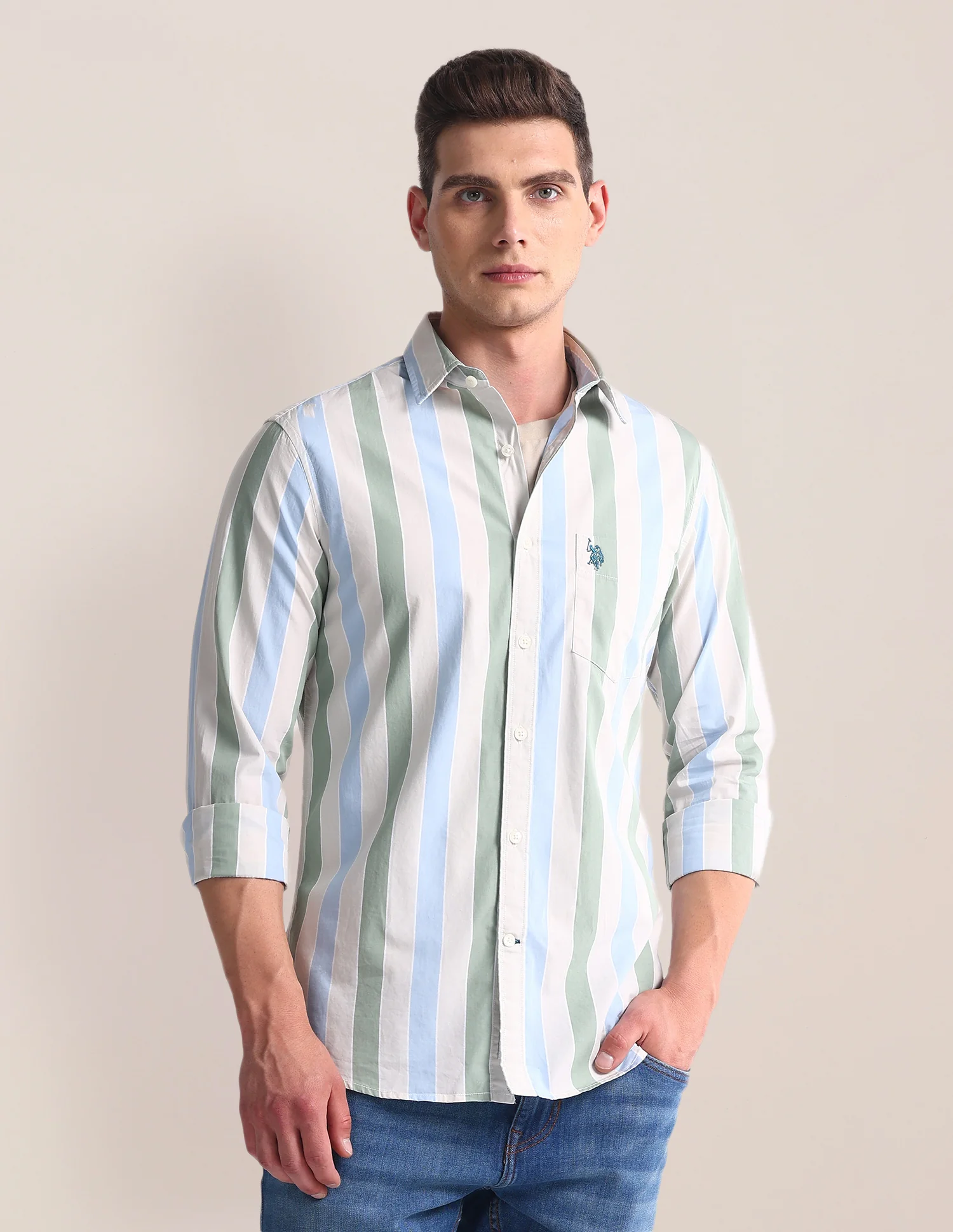 Vertical Stripe Tailored Fit Shirt