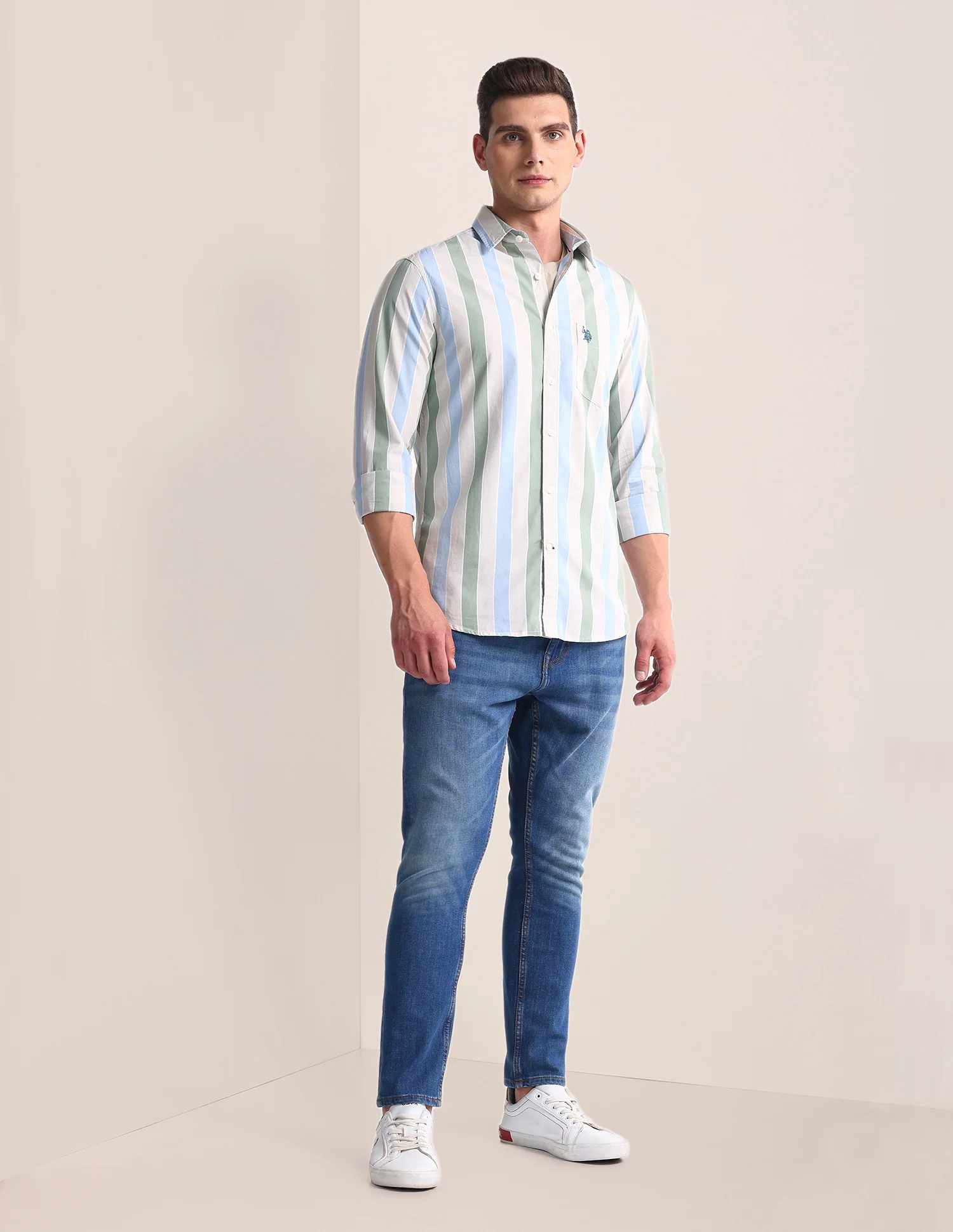 Vertical Stripe Tailored Fit Shirt - Image 3
