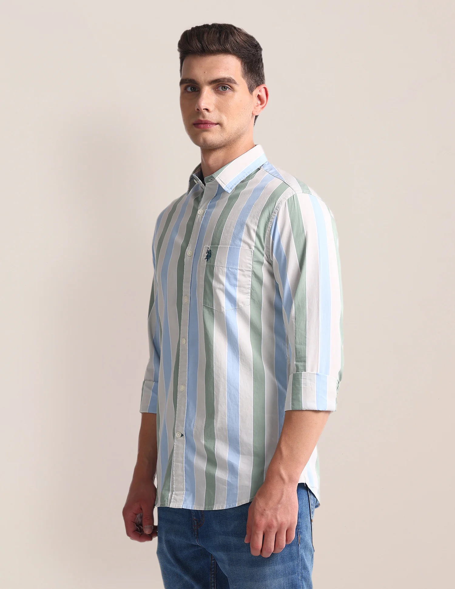 Vertical Stripe Tailored Fit Shirt - Image 4