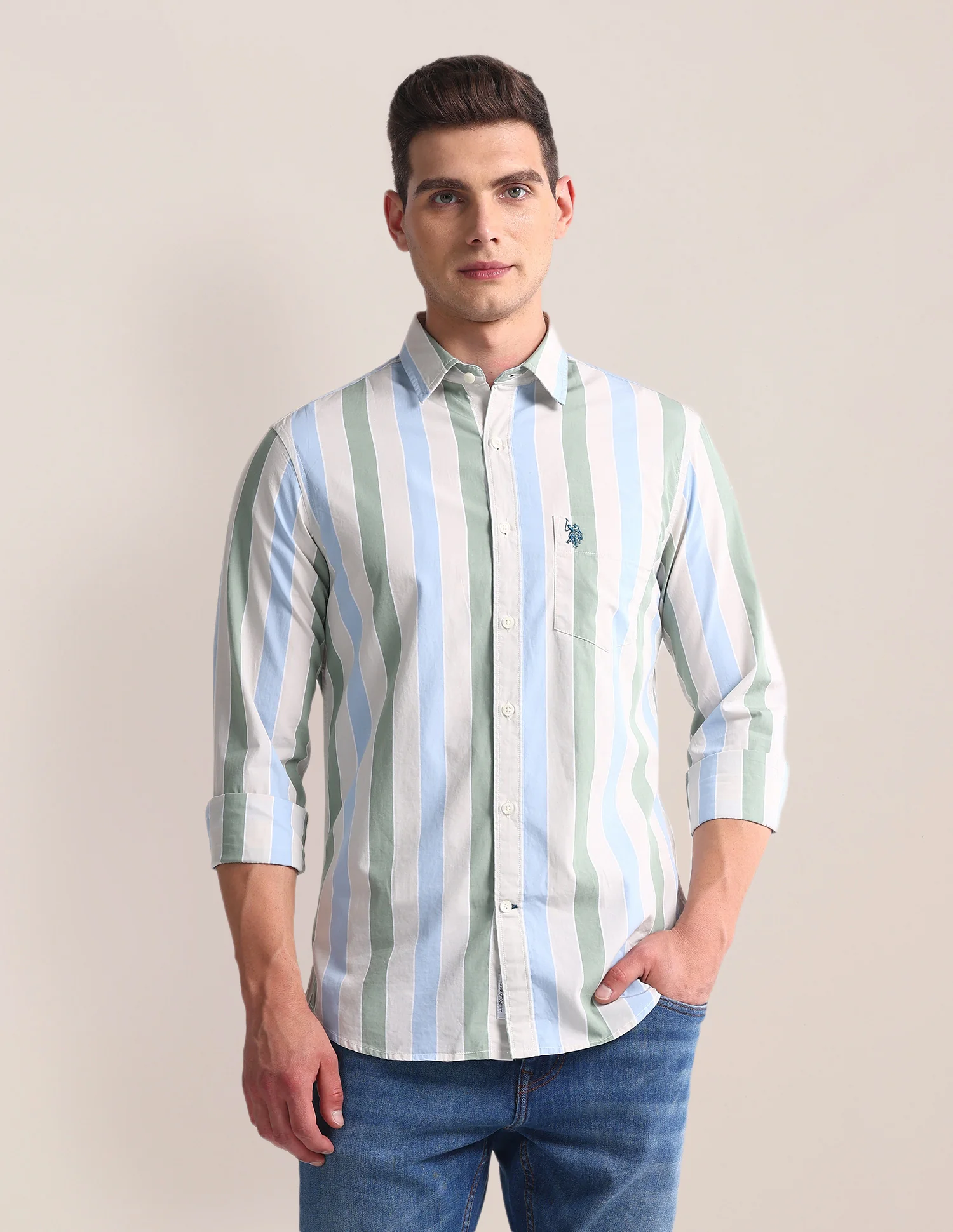 Vertical Stripe Tailored Fit Shirt - Image 6