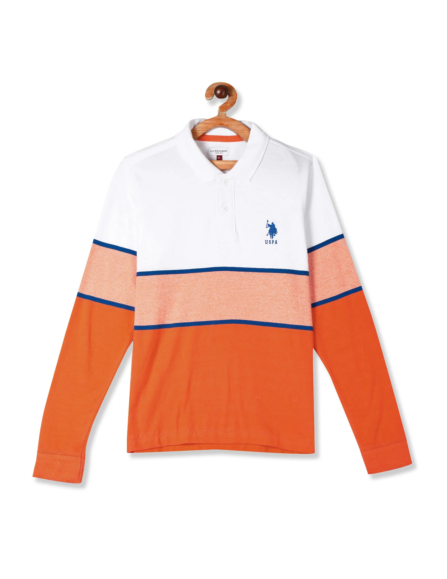 White And Orange Boys Colour Block Polo Shirt