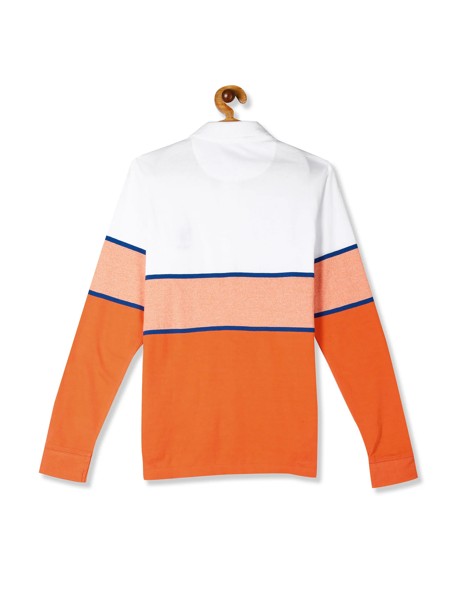 White And Orange Boys Colour Block Polo Shirt - Image 2