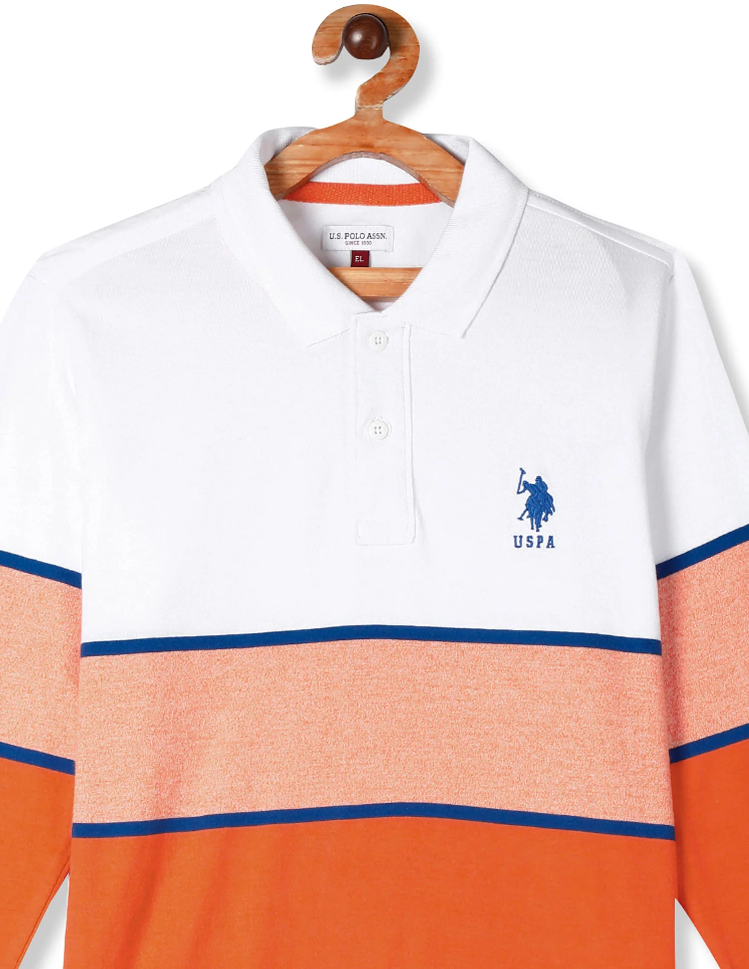 White And Orange Boys Colour Block Polo Shirt - Image 3