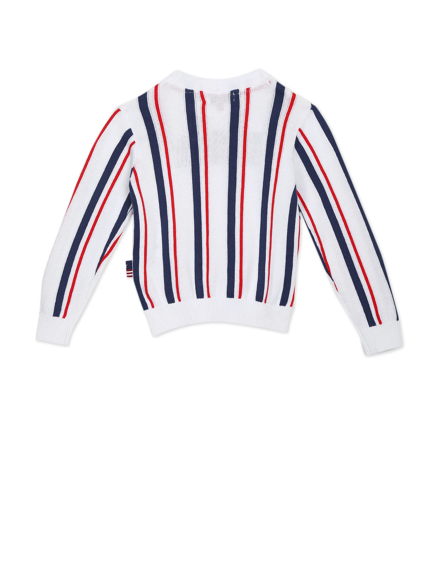 White Crew Neck Striped Sweater - Image 2